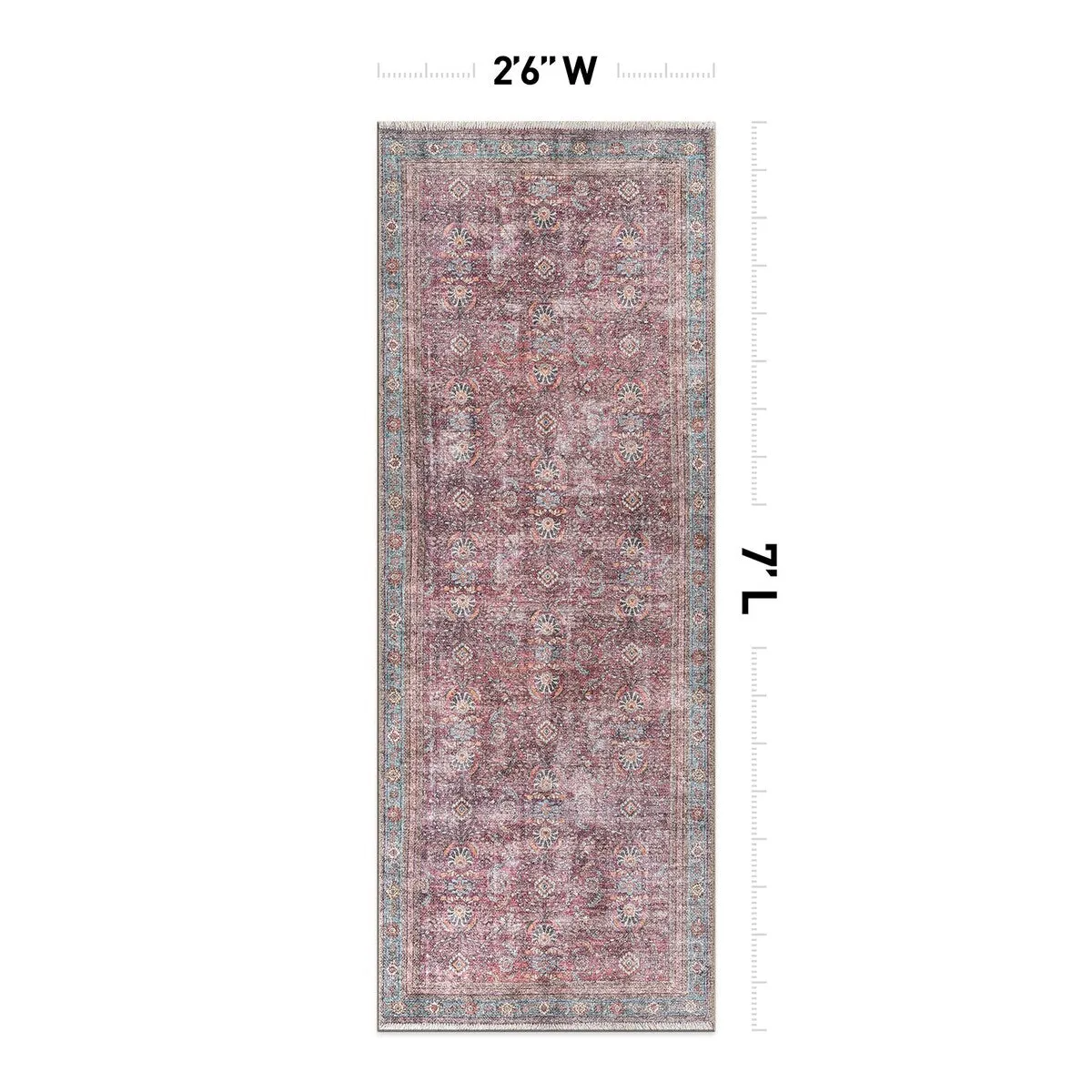 World Rug Gallery Distressed Vintage Bordered Machine Washable Area Rug