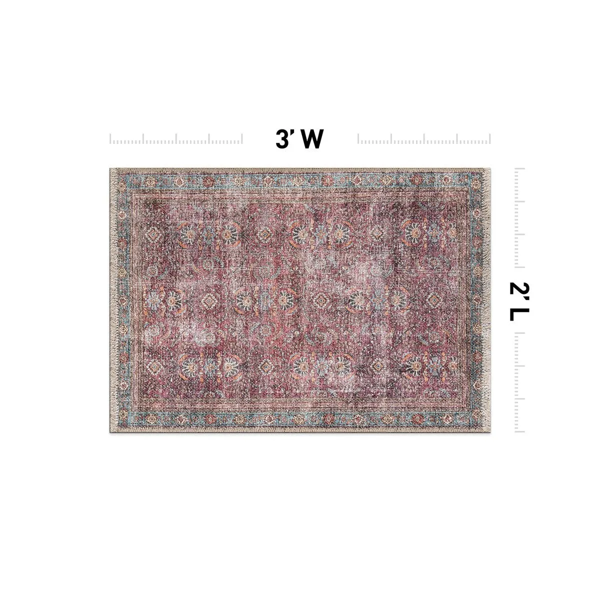 World Rug Gallery Distressed Vintage Bordered Machine Washable Area Rug