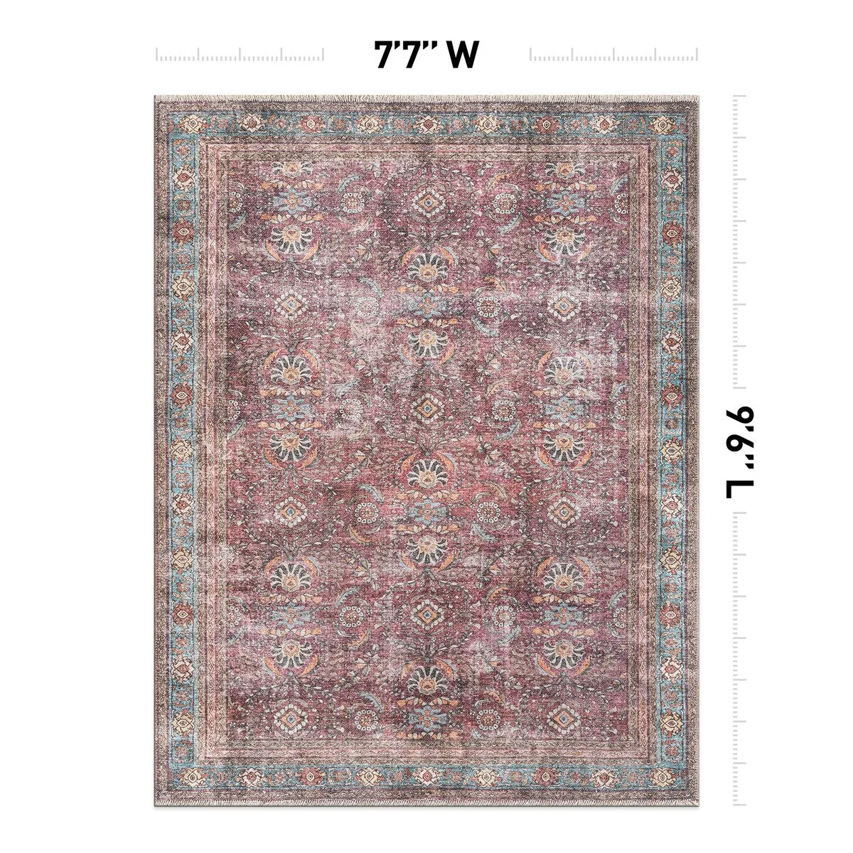 World Rug Gallery Distressed Vintage Bordered Machine Washable Area Rug