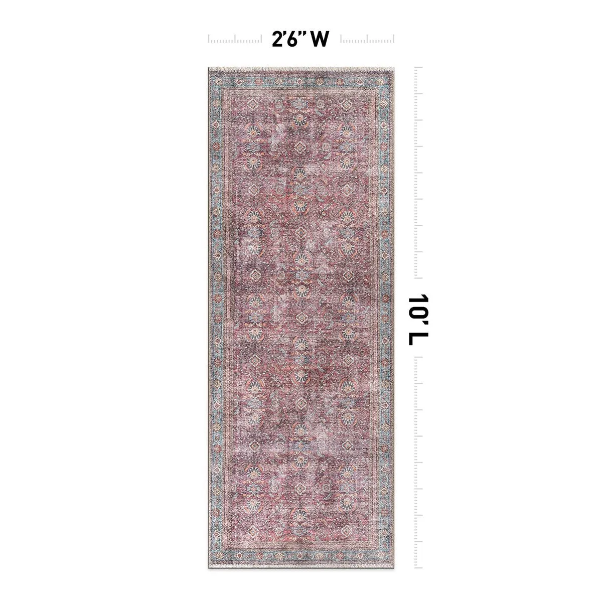 World Rug Gallery Distressed Vintage Bordered Machine Washable Area Rug