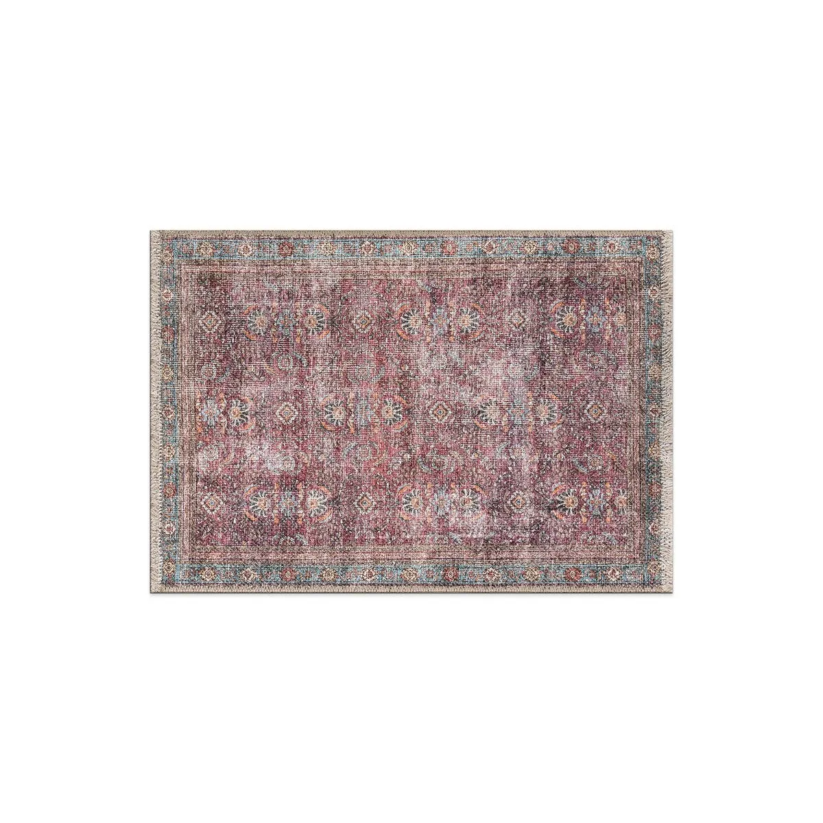 World Rug Gallery Distressed Vintage Bordered Machine Washable Area Rug