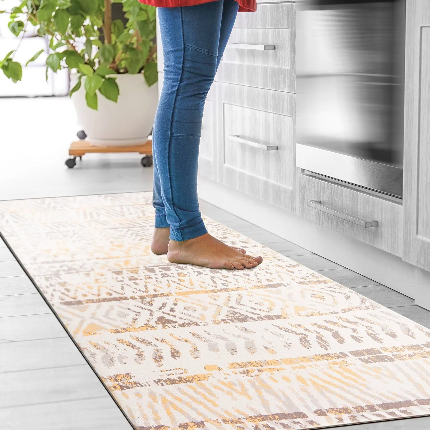 World Rug Gallery Geometric Bohemian Design Anti Fatigue Standing Mat