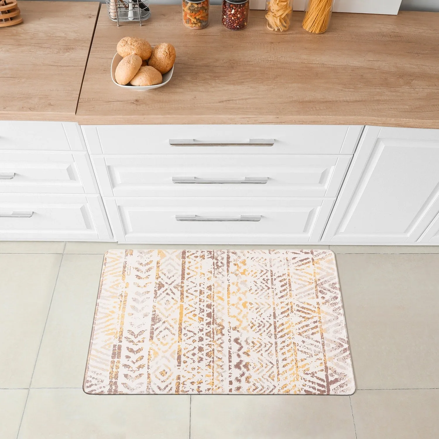 World Rug Gallery Geometric Bohemian Design Anti Fatigue Standing Mat