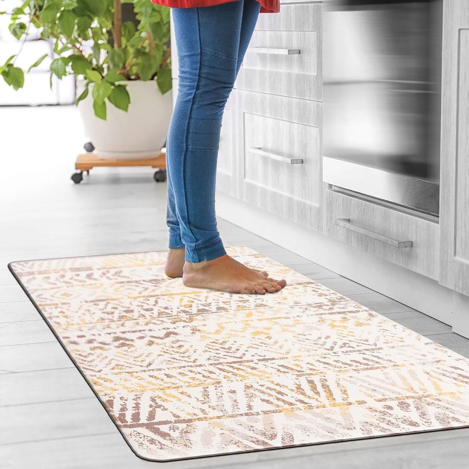 World Rug Gallery Geometric Bohemian Design Anti Fatigue Standing Mat