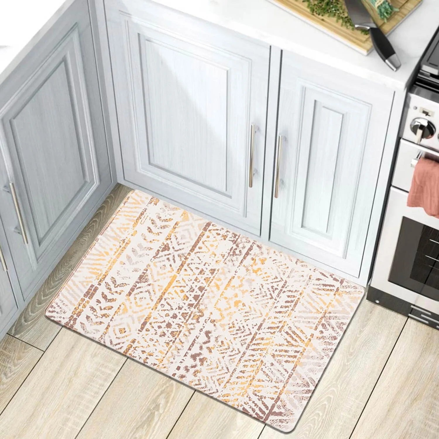 World Rug Gallery Geometric Bohemian Design Anti Fatigue Standing Mat