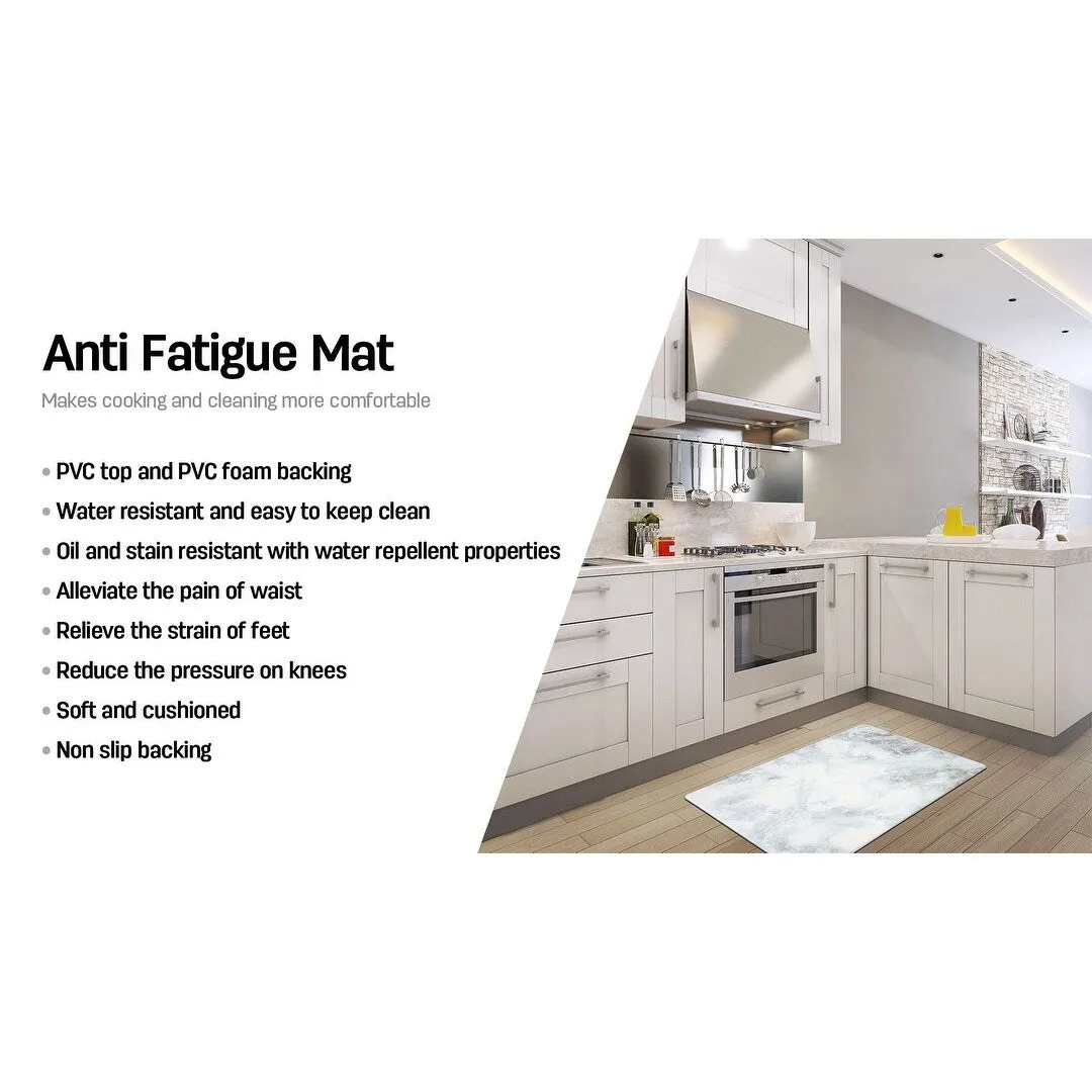 World Rug Gallery Kitchen Marble Pattern Anti Fatigue Standing Mat