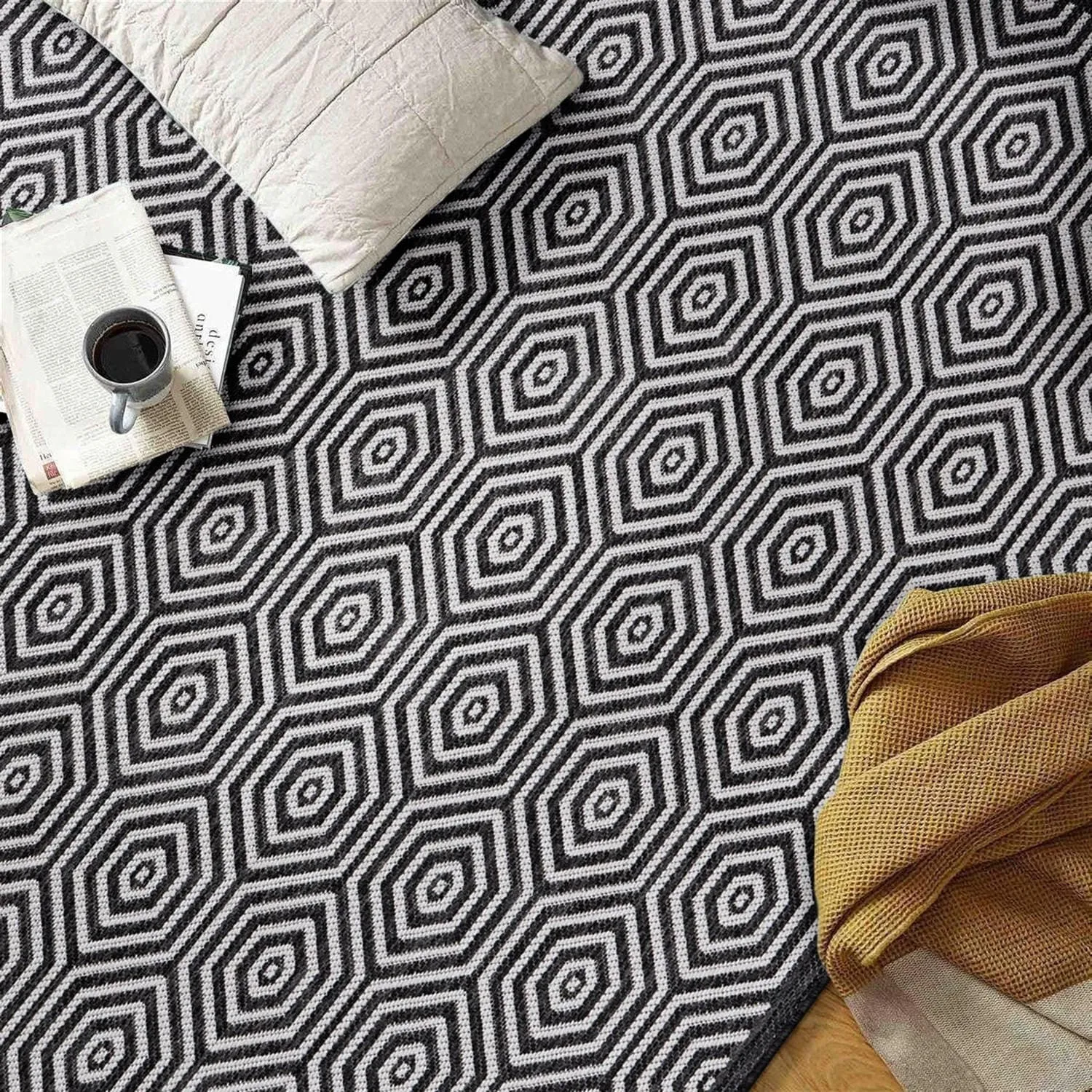 World Rug Gallery Modern Geometric Textured Flat Weave Indoor/Outdoor Area Rug