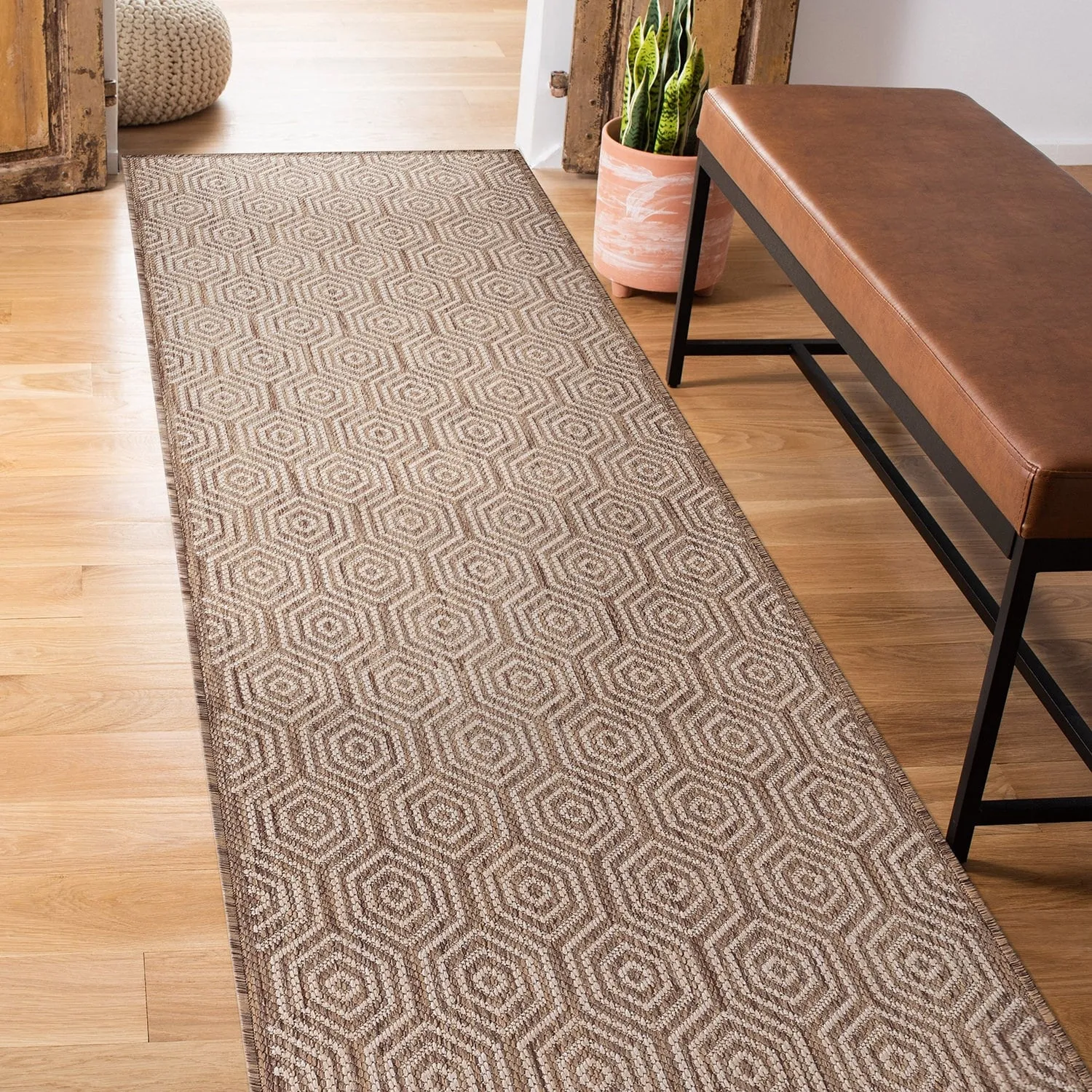 World Rug Gallery Modern Geometric Textured Flat Weave Indoor/Outdoor Area Rug