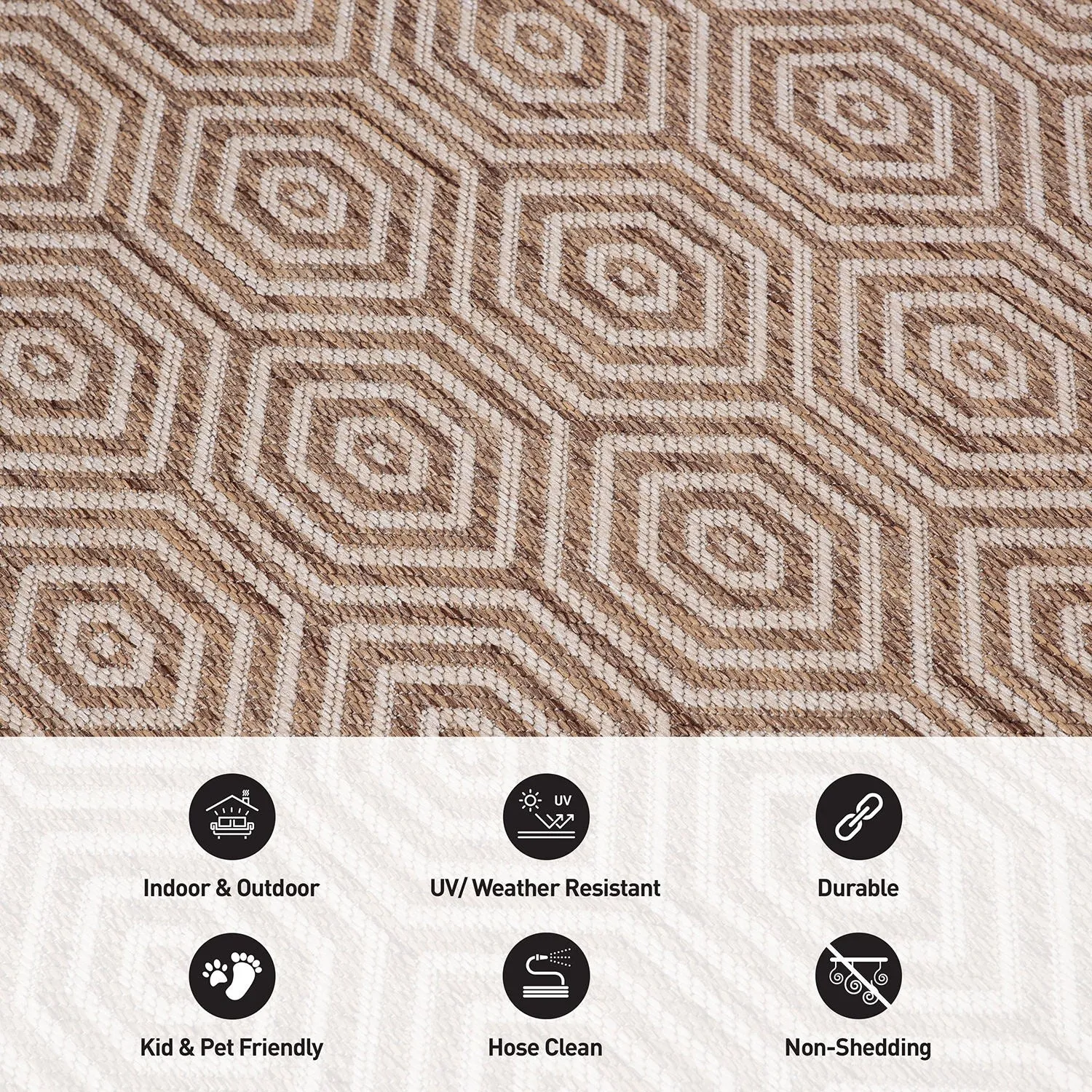 World Rug Gallery Modern Geometric Textured Flat Weave Indoor/Outdoor Area Rug