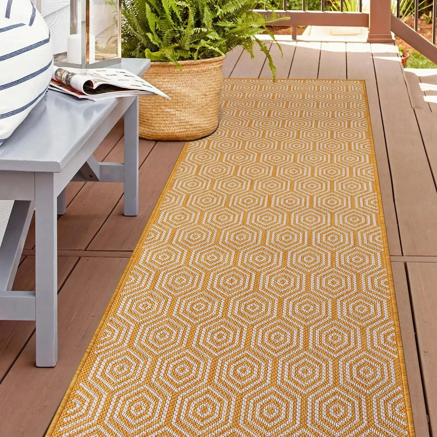 World Rug Gallery Modern Geometric Textured Flat Weave Indoor/Outdoor Area Rug