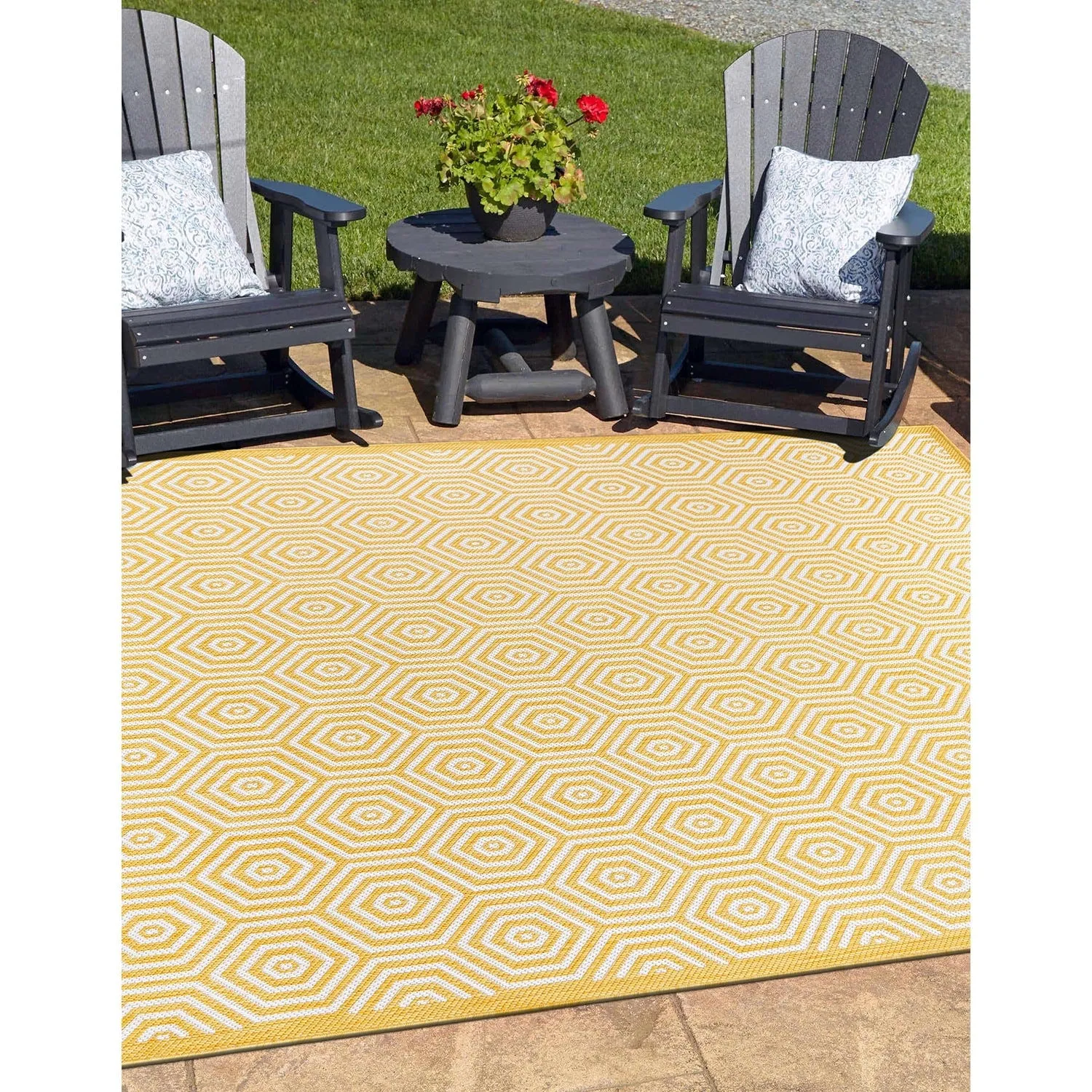 World Rug Gallery Modern Geometric Textured Flat Weave Indoor/Outdoor Area Rug
