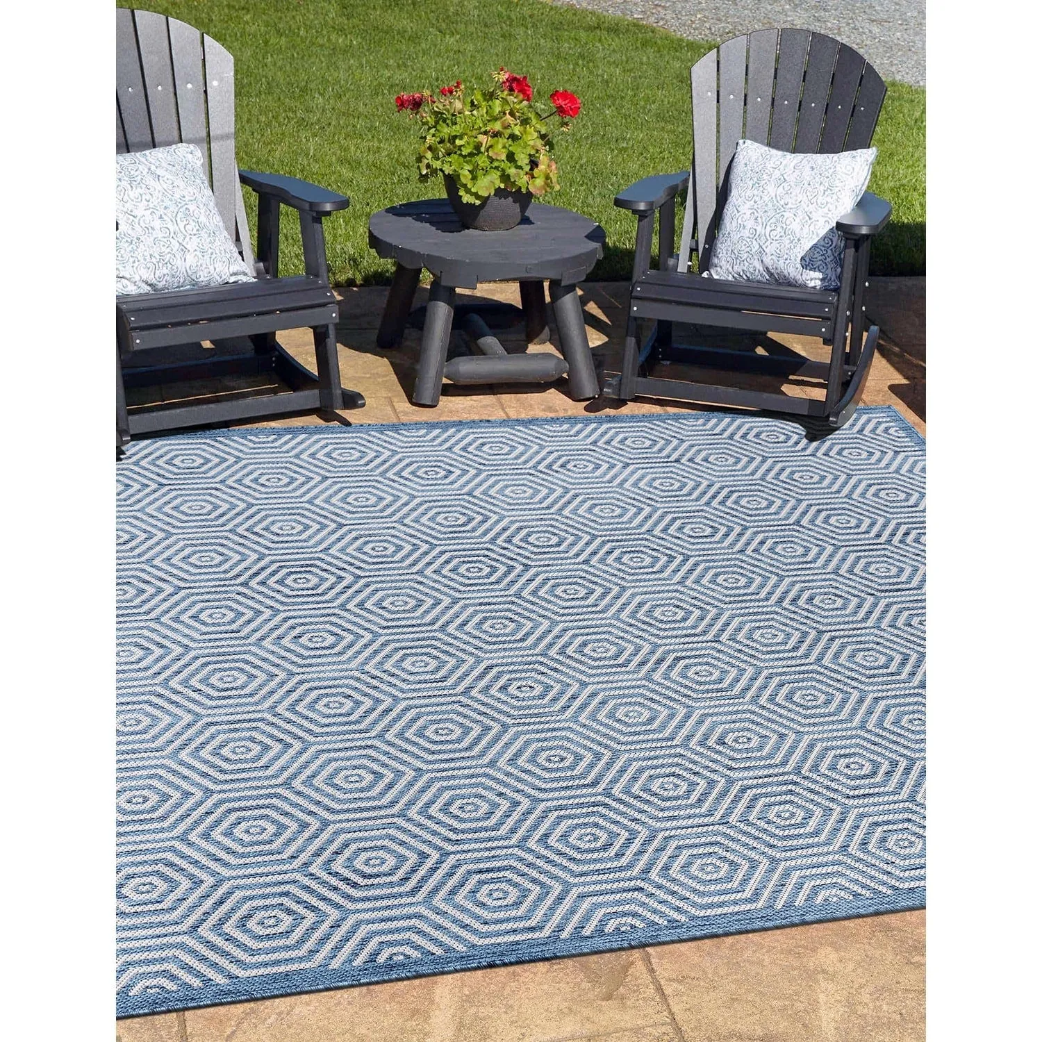 World Rug Gallery Modern Geometric Textured Flat Weave Indoor/Outdoor Area Rug