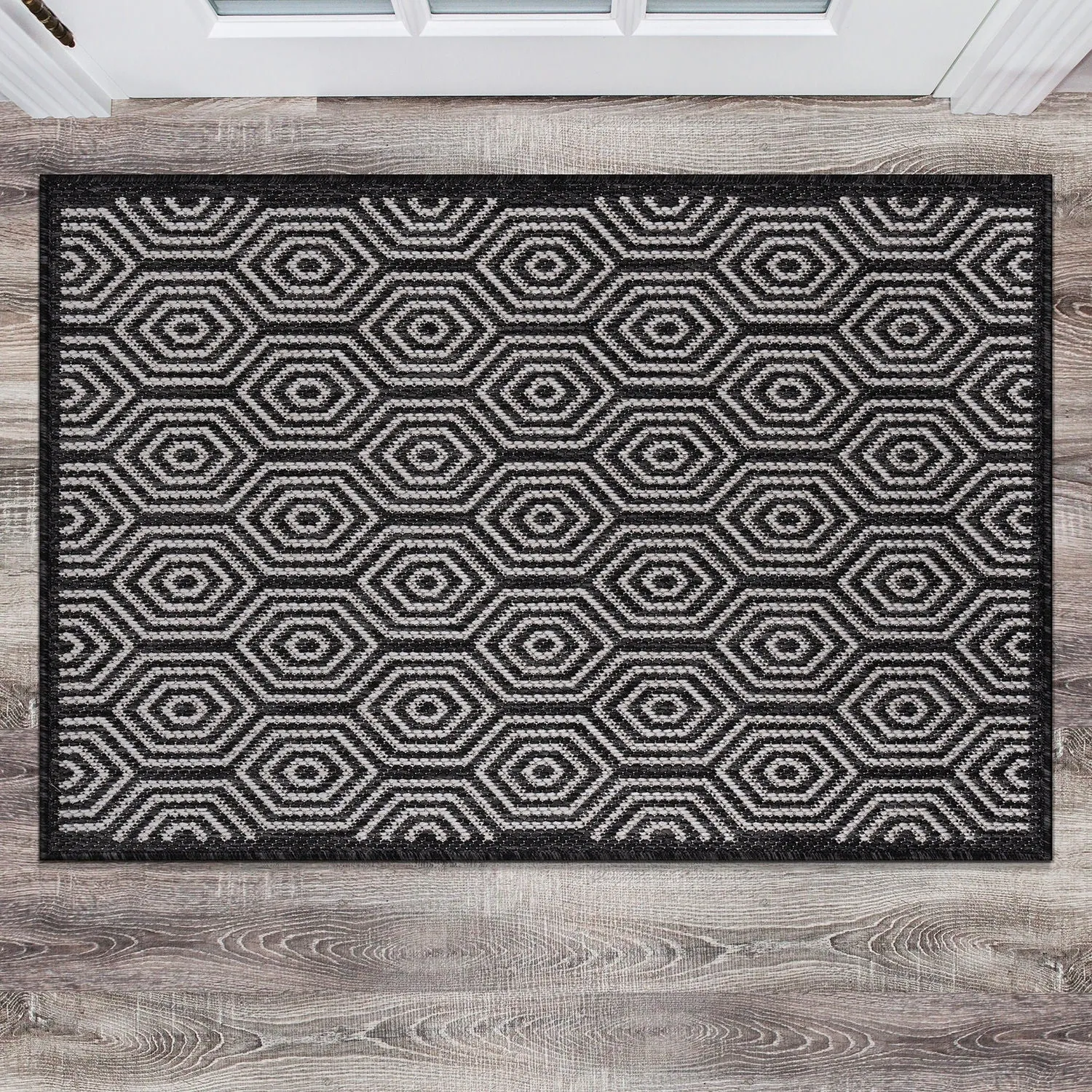 World Rug Gallery Modern Geometric Textured Flat Weave Indoor/Outdoor Area Rug