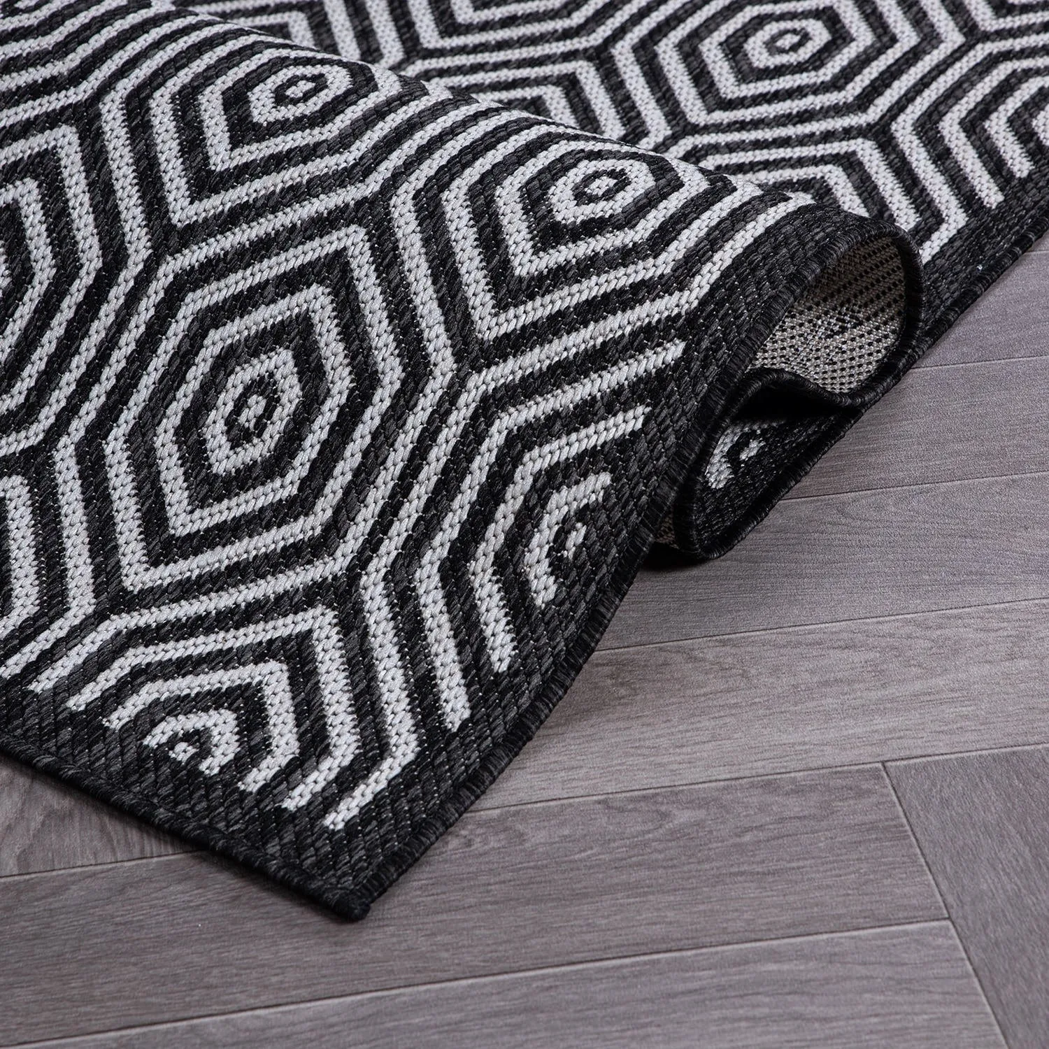 World Rug Gallery Modern Geometric Textured Flat Weave Indoor/Outdoor Area Rug