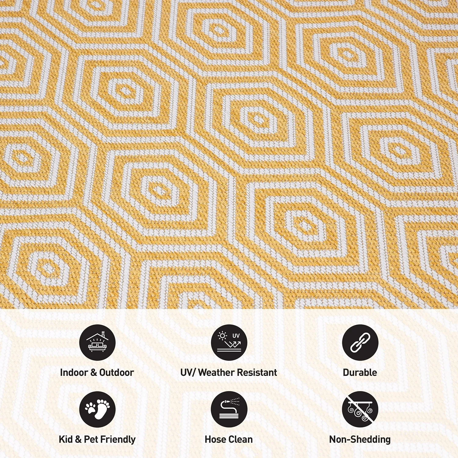 World Rug Gallery Modern Geometric Textured Flat Weave Indoor/Outdoor Area Rug
