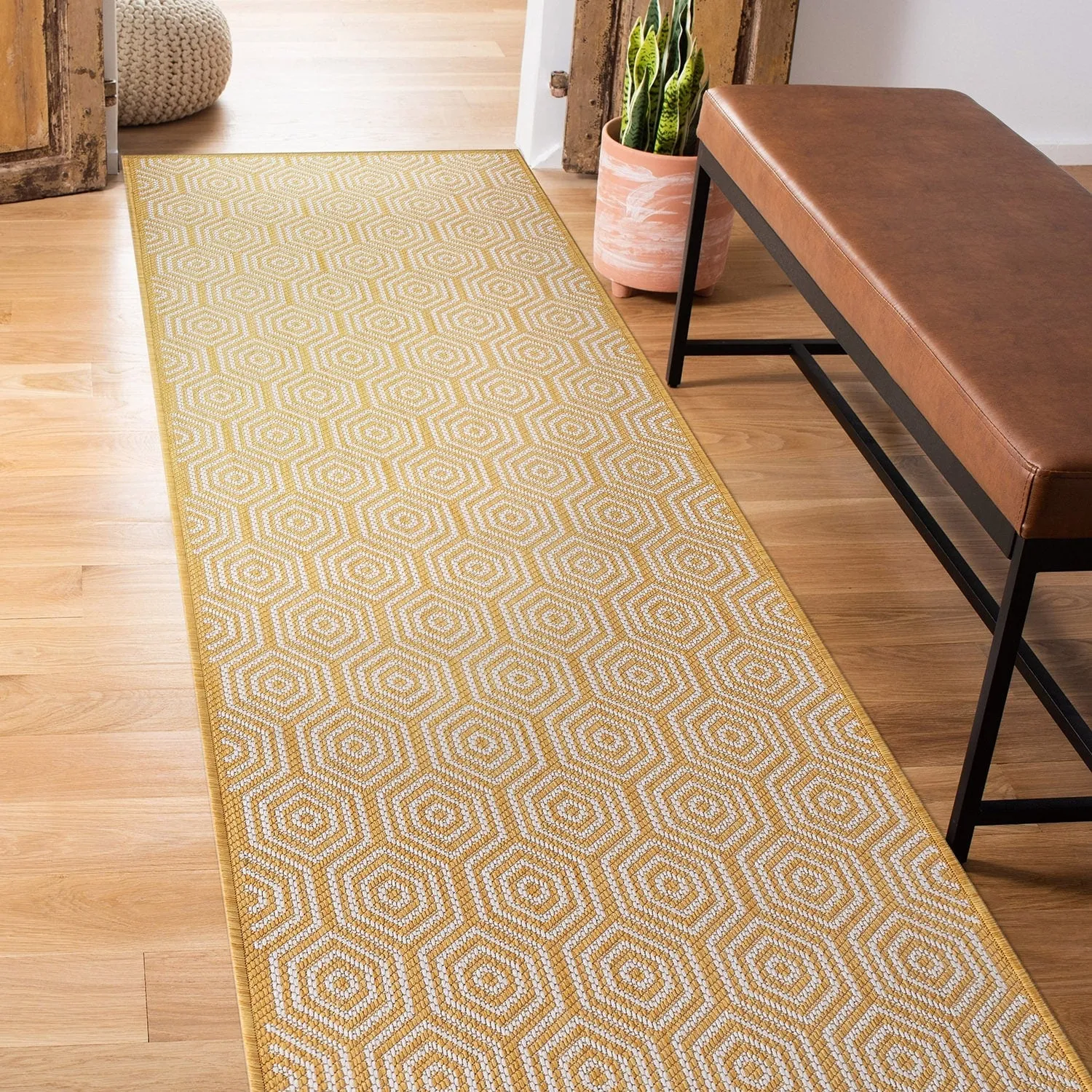 World Rug Gallery Modern Geometric Textured Flat Weave Indoor/Outdoor Area Rug