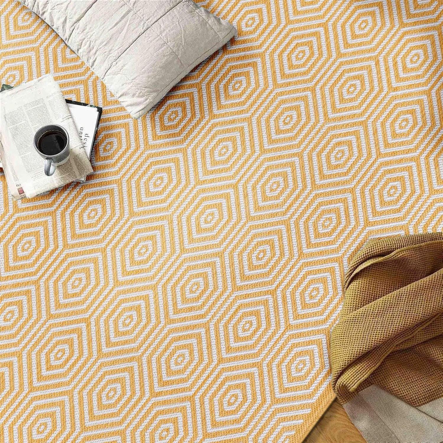 World Rug Gallery Modern Geometric Textured Flat Weave Indoor/Outdoor Area Rug
