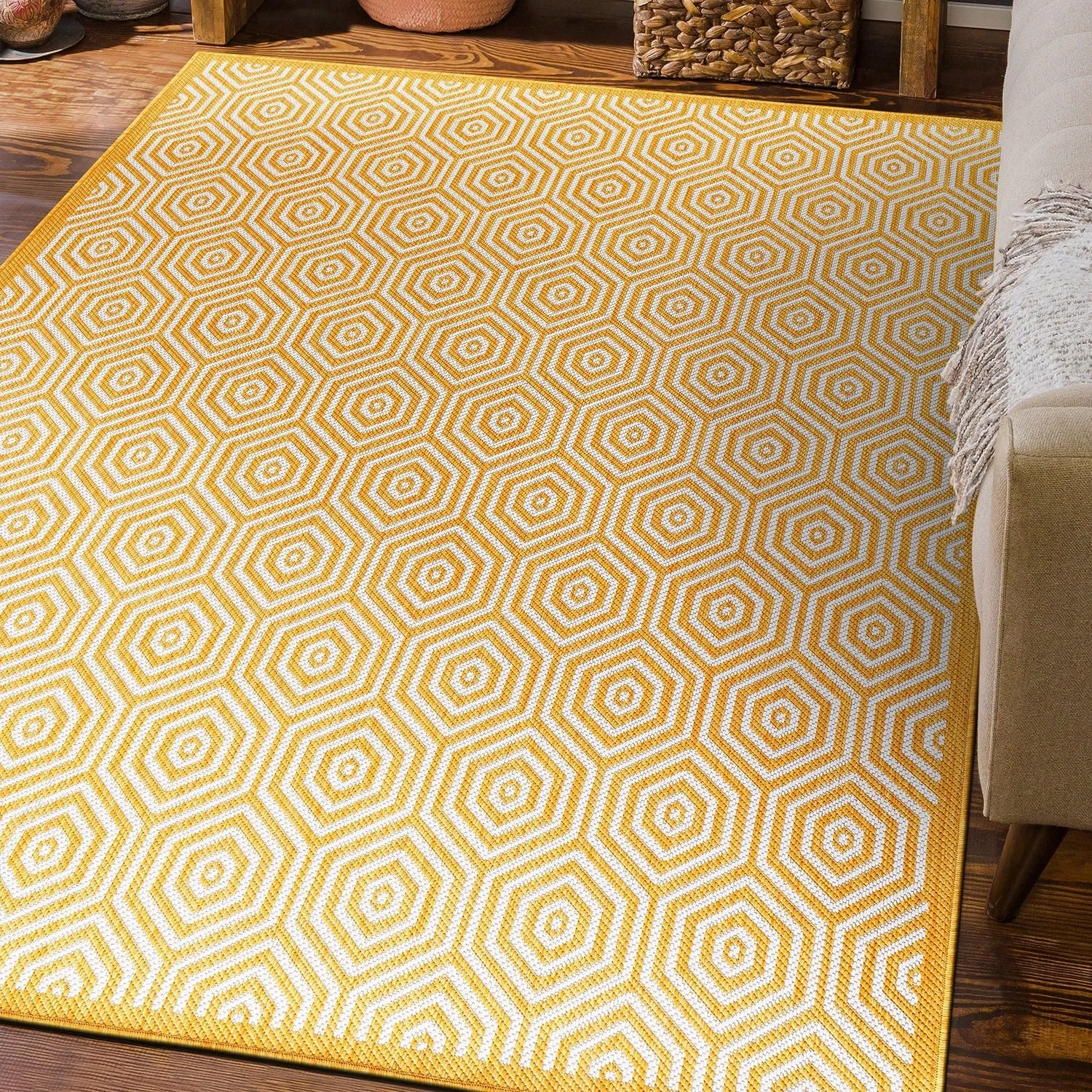 World Rug Gallery Modern Geometric Textured Flat Weave Indoor/Outdoor Area Rug