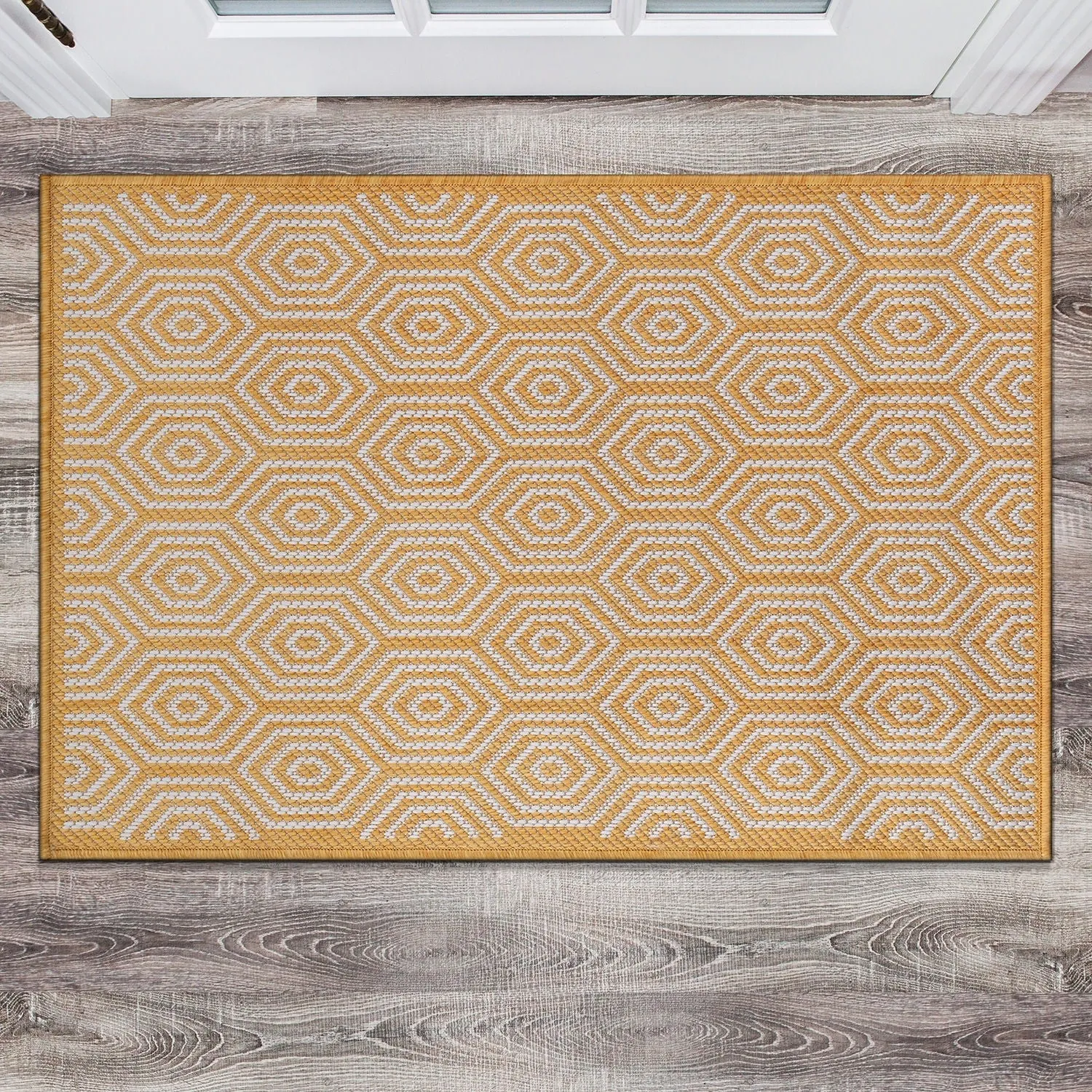 World Rug Gallery Modern Geometric Textured Flat Weave Indoor/Outdoor Area Rug