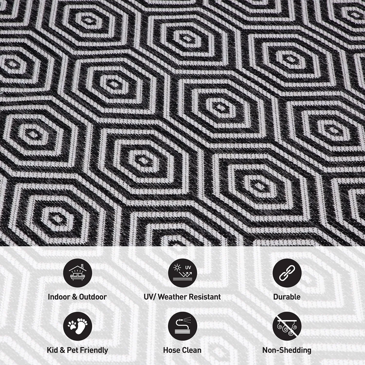 World Rug Gallery Modern Geometric Textured Flat Weave Indoor/Outdoor Area Rug