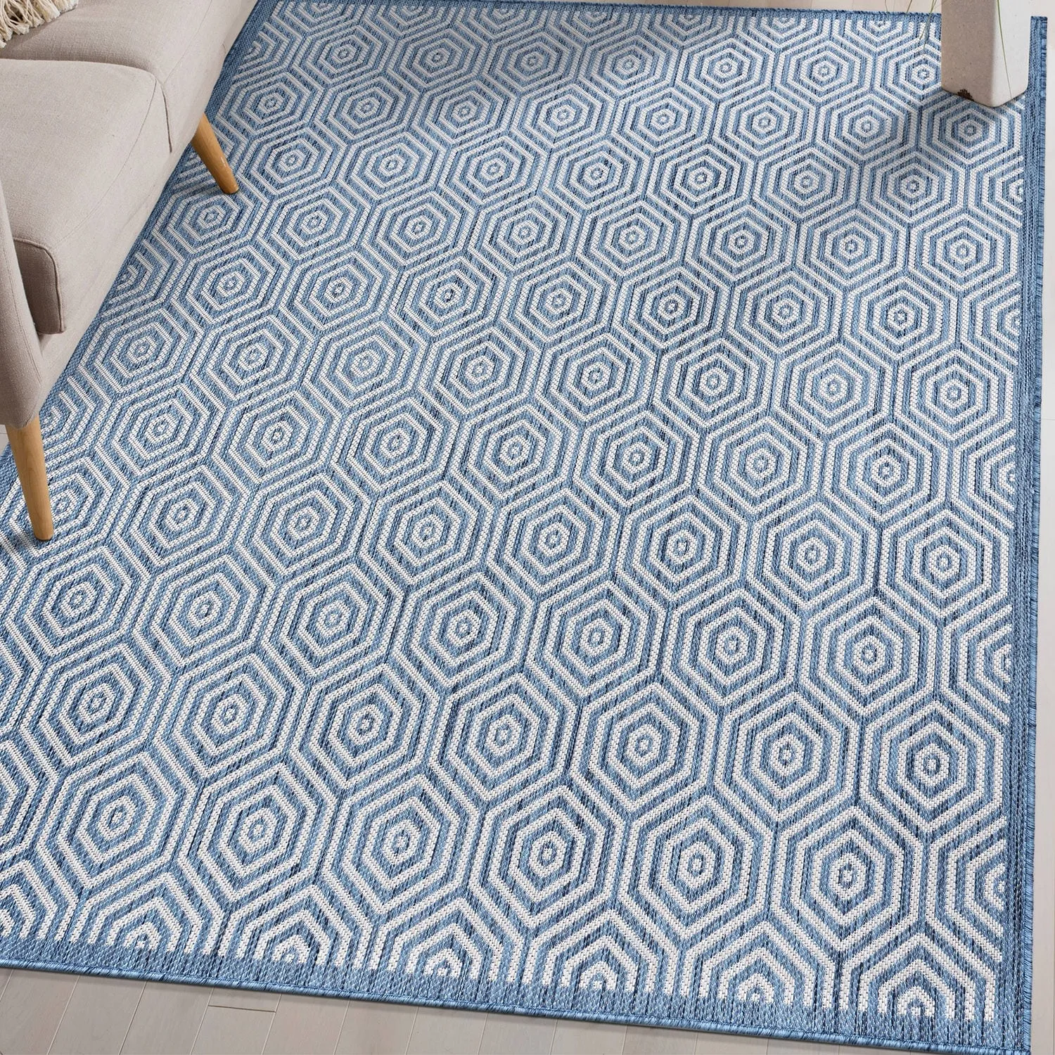 World Rug Gallery Modern Geometric Textured Flat Weave Indoor/Outdoor Area Rug