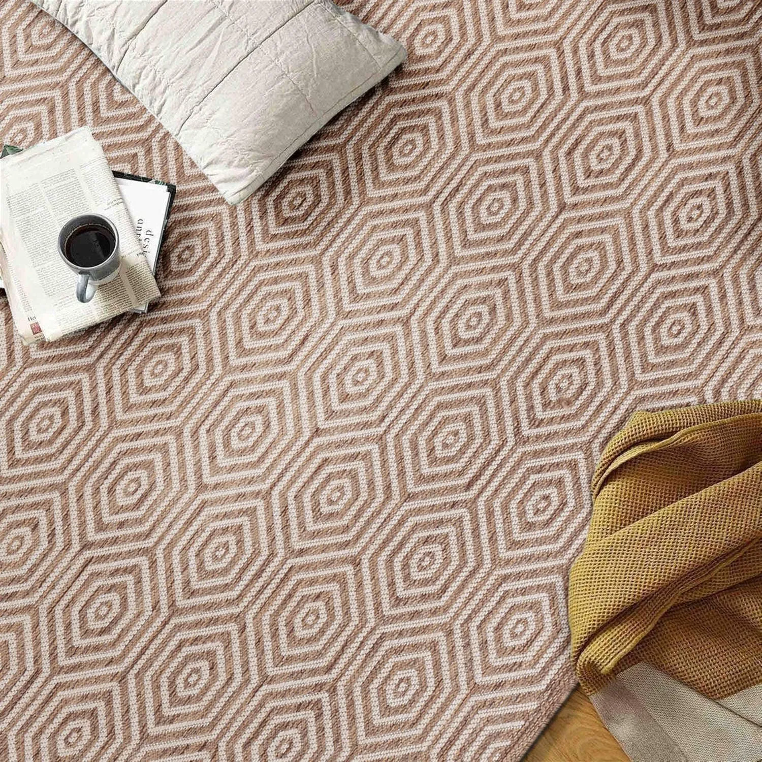 World Rug Gallery Modern Geometric Textured Flat Weave Indoor/Outdoor Area Rug