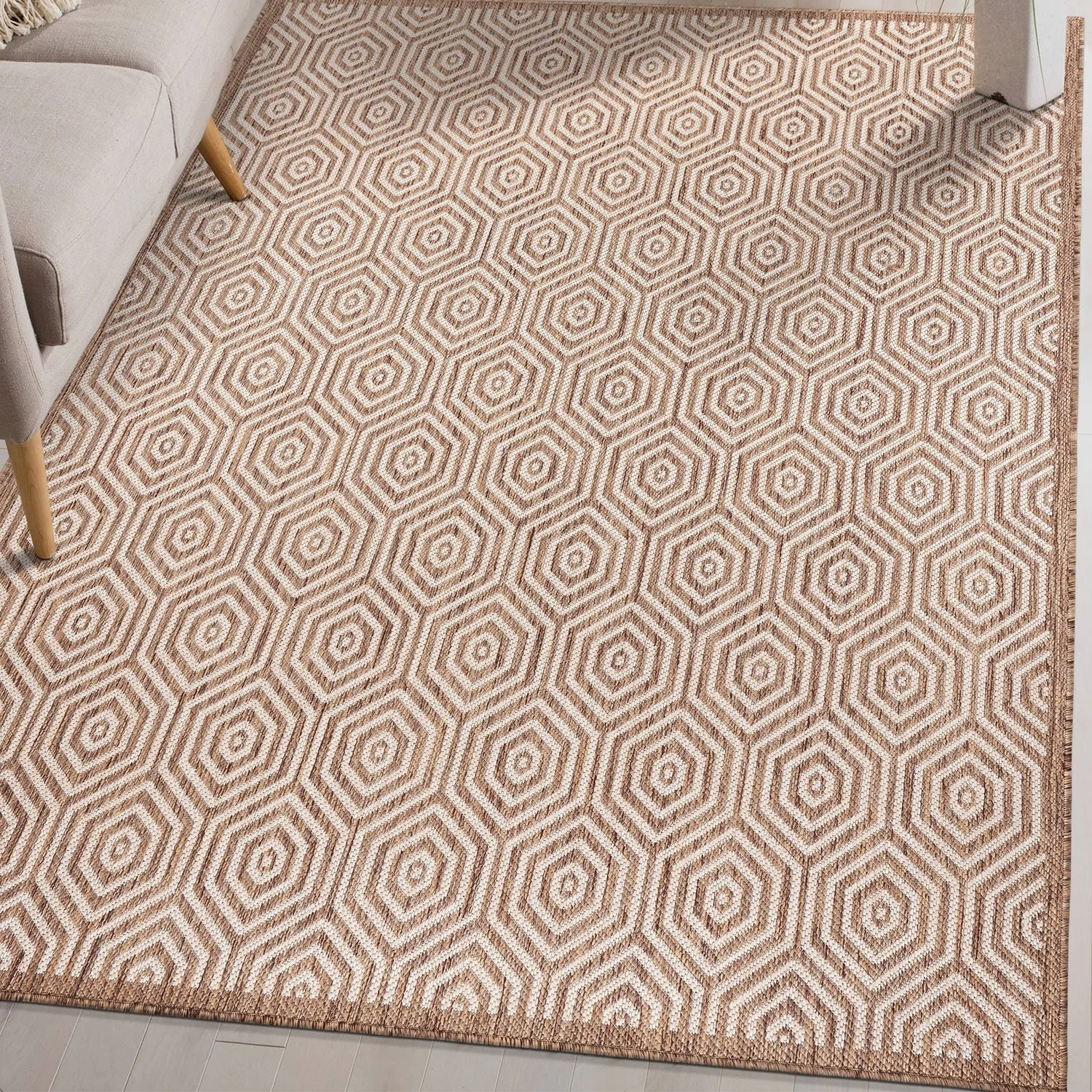 World Rug Gallery Modern Geometric Textured Flat Weave Indoor/Outdoor Area Rug
