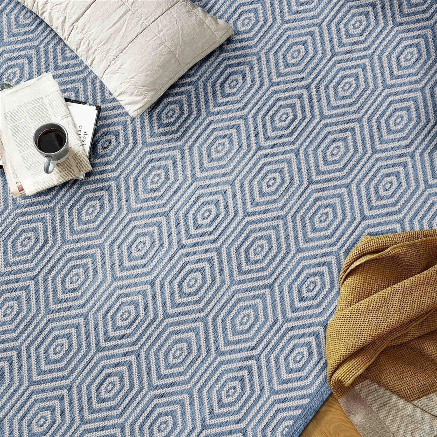 World Rug Gallery Modern Geometric Textured Flat Weave Indoor/Outdoor Area Rug