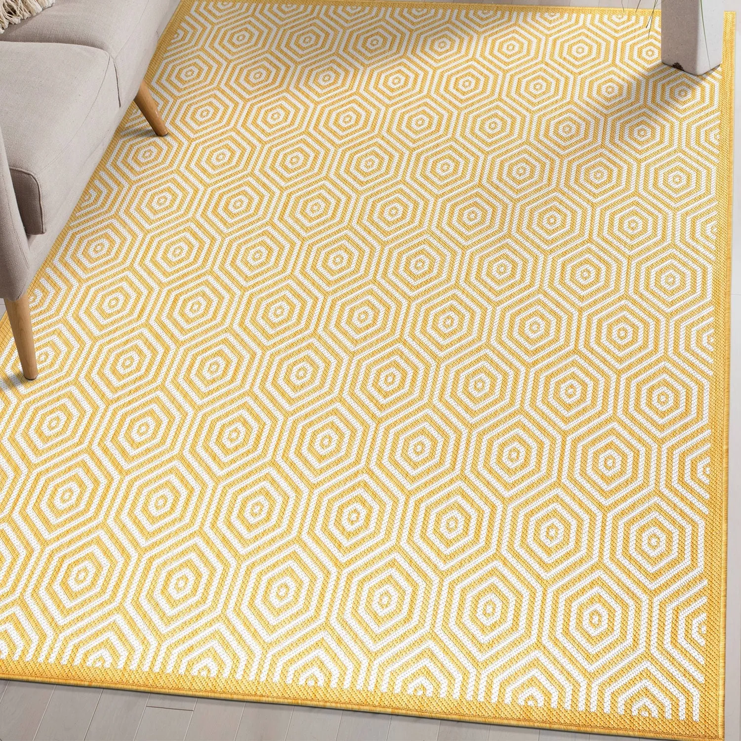 World Rug Gallery Modern Geometric Textured Flat Weave Indoor/Outdoor Area Rug