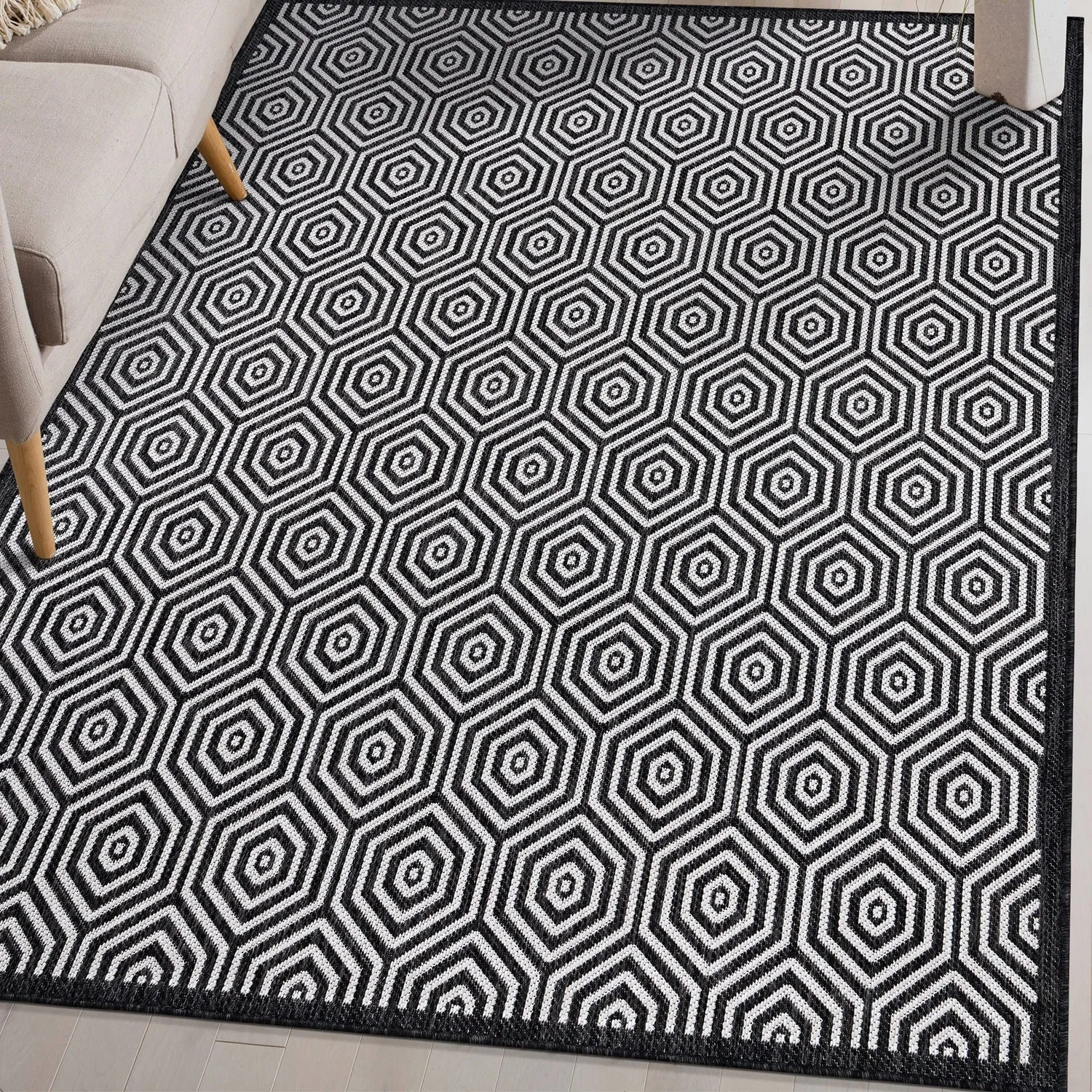 World Rug Gallery Modern Geometric Textured Flat Weave Indoor/Outdoor Area Rug