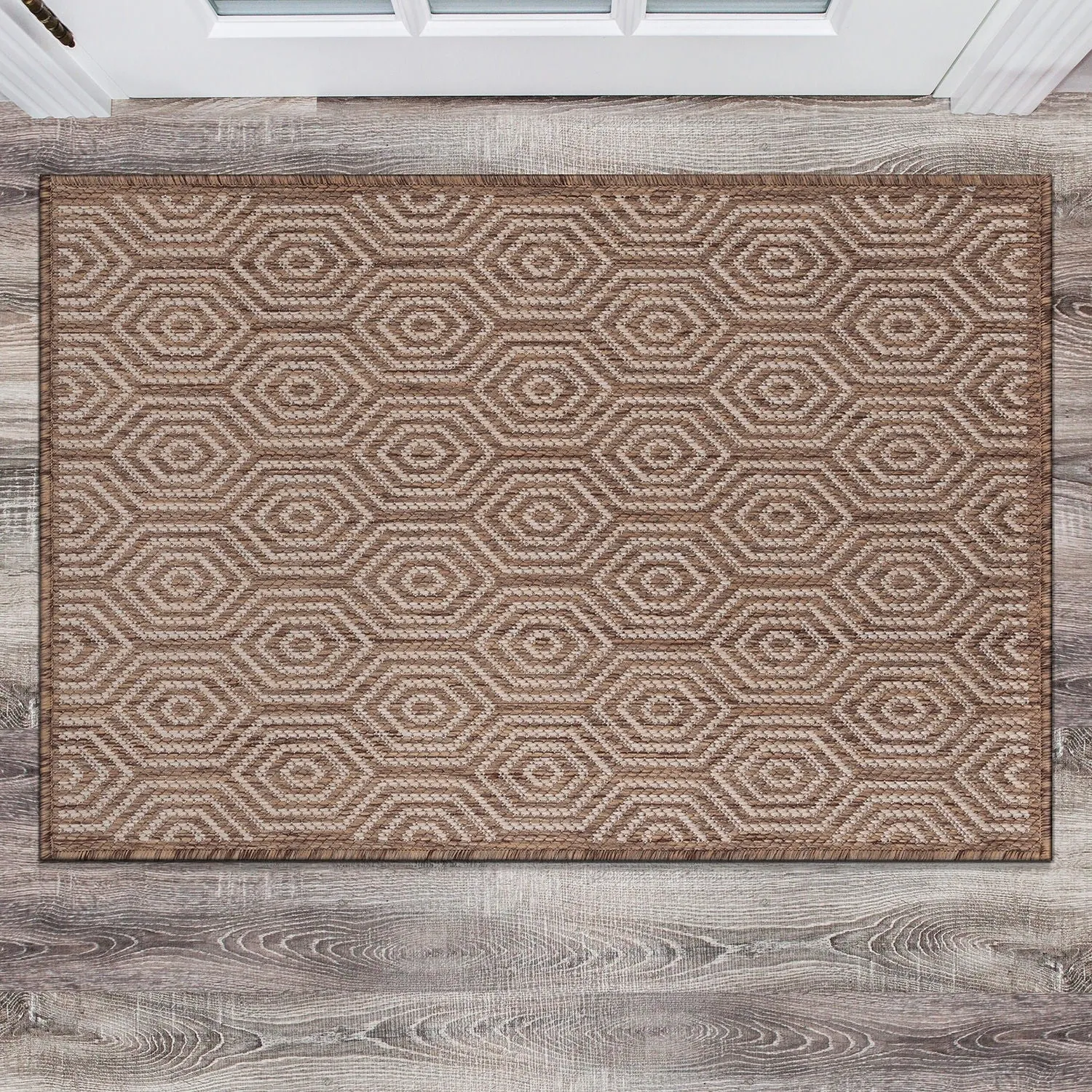World Rug Gallery Modern Geometric Textured Flat Weave Indoor/Outdoor Area Rug