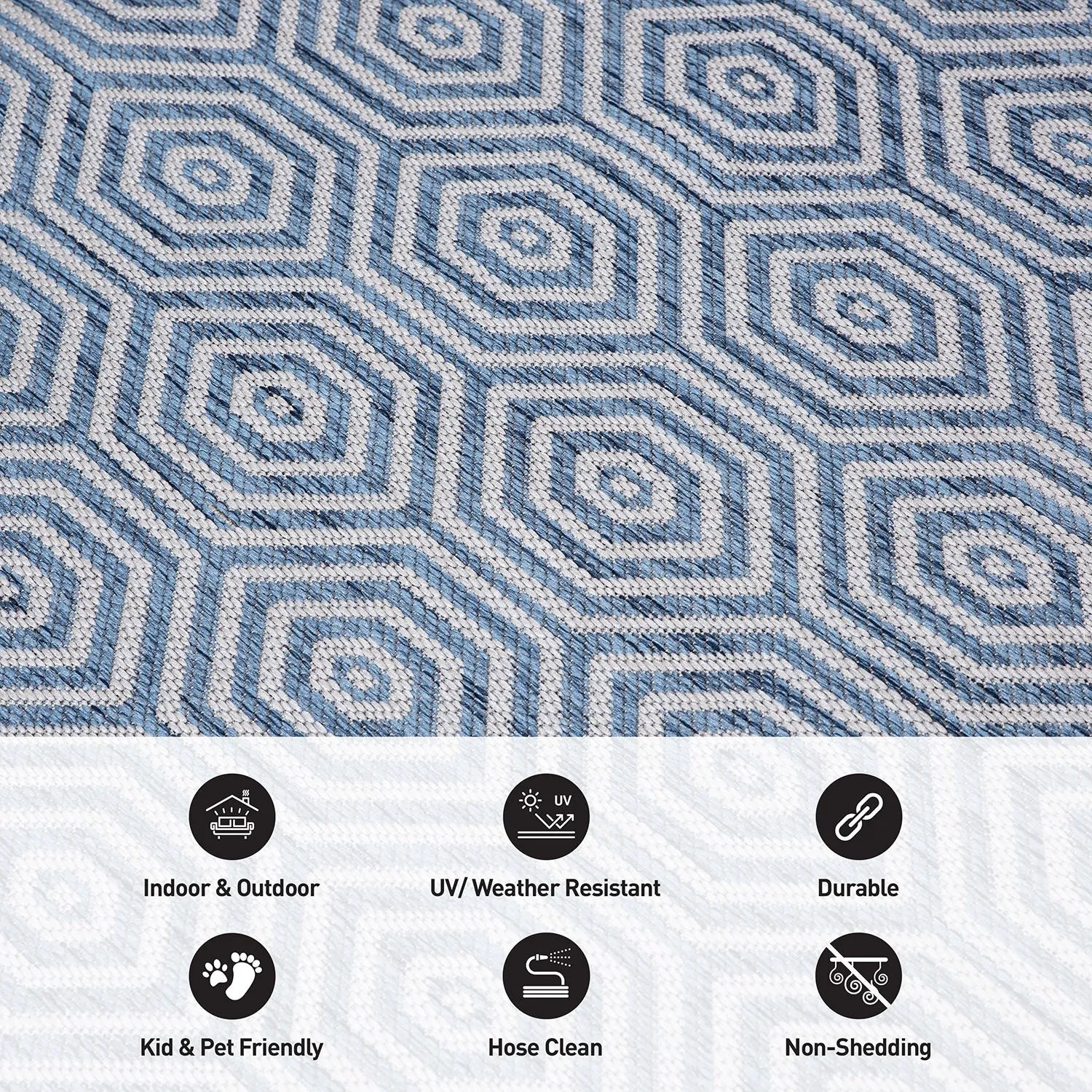 World Rug Gallery Modern Geometric Textured Flat Weave Indoor/Outdoor Area Rug