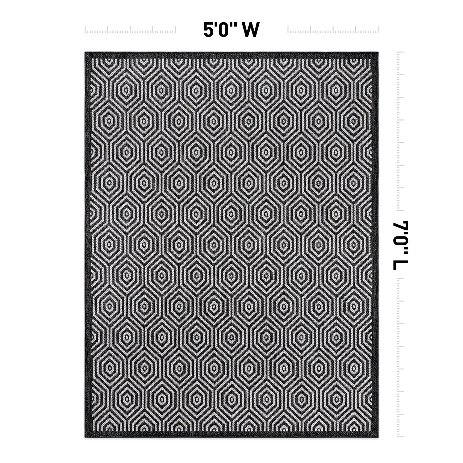 World Rug Gallery Modern Geometric Textured Flat Weave Indoor/Outdoor Area Rug
