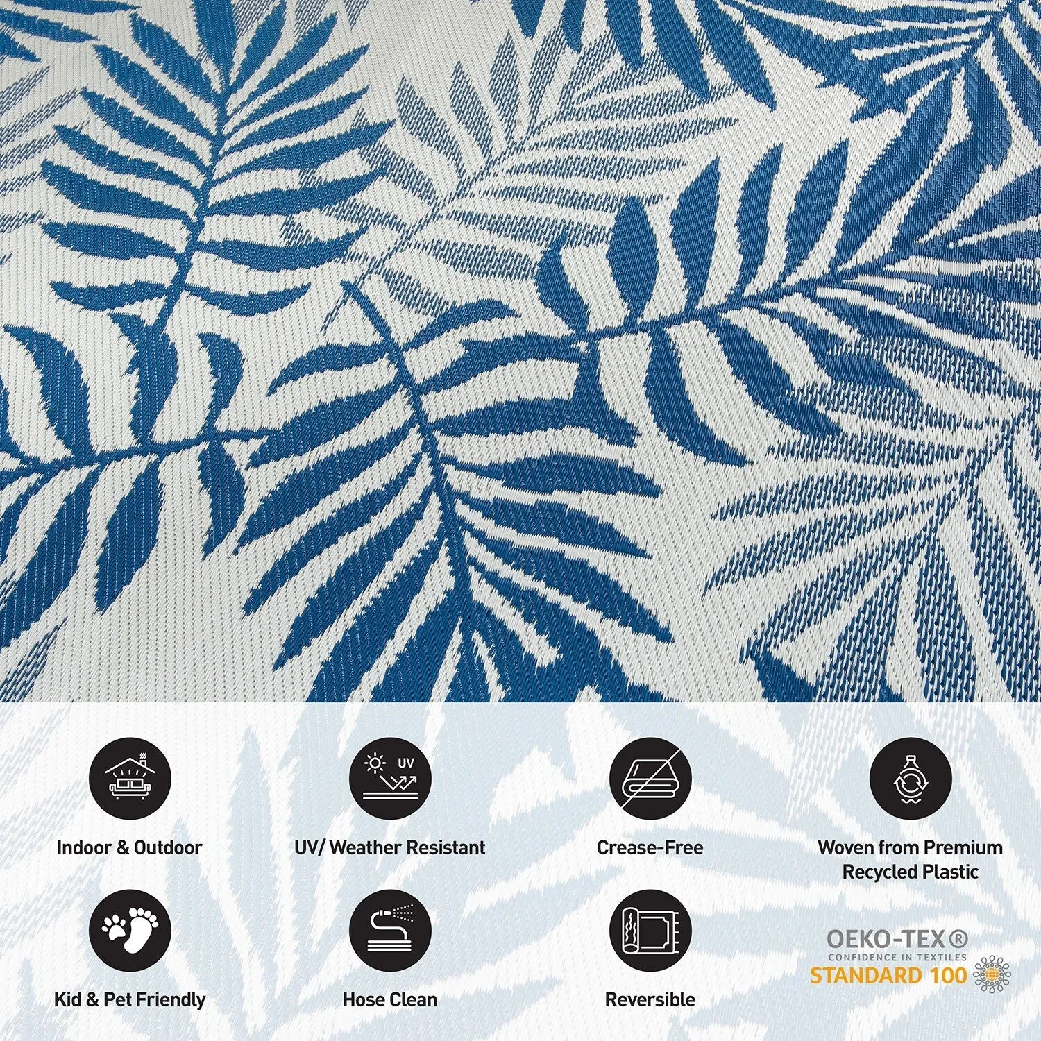 World Rug Gallery Palm Leaves Reversible Recycled Plastic Outdoor Rugs