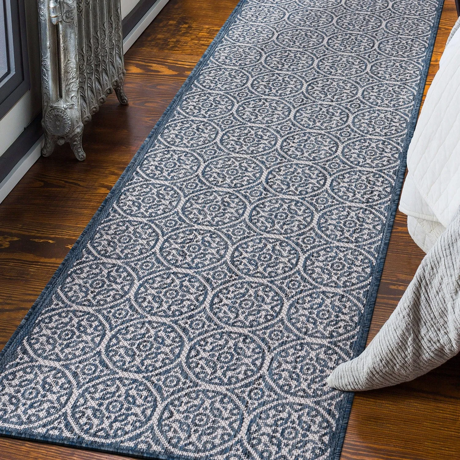 World Rug Gallery Transitional Floral Circles Textured Flat Weave Indoor/Outdoor Area Rug