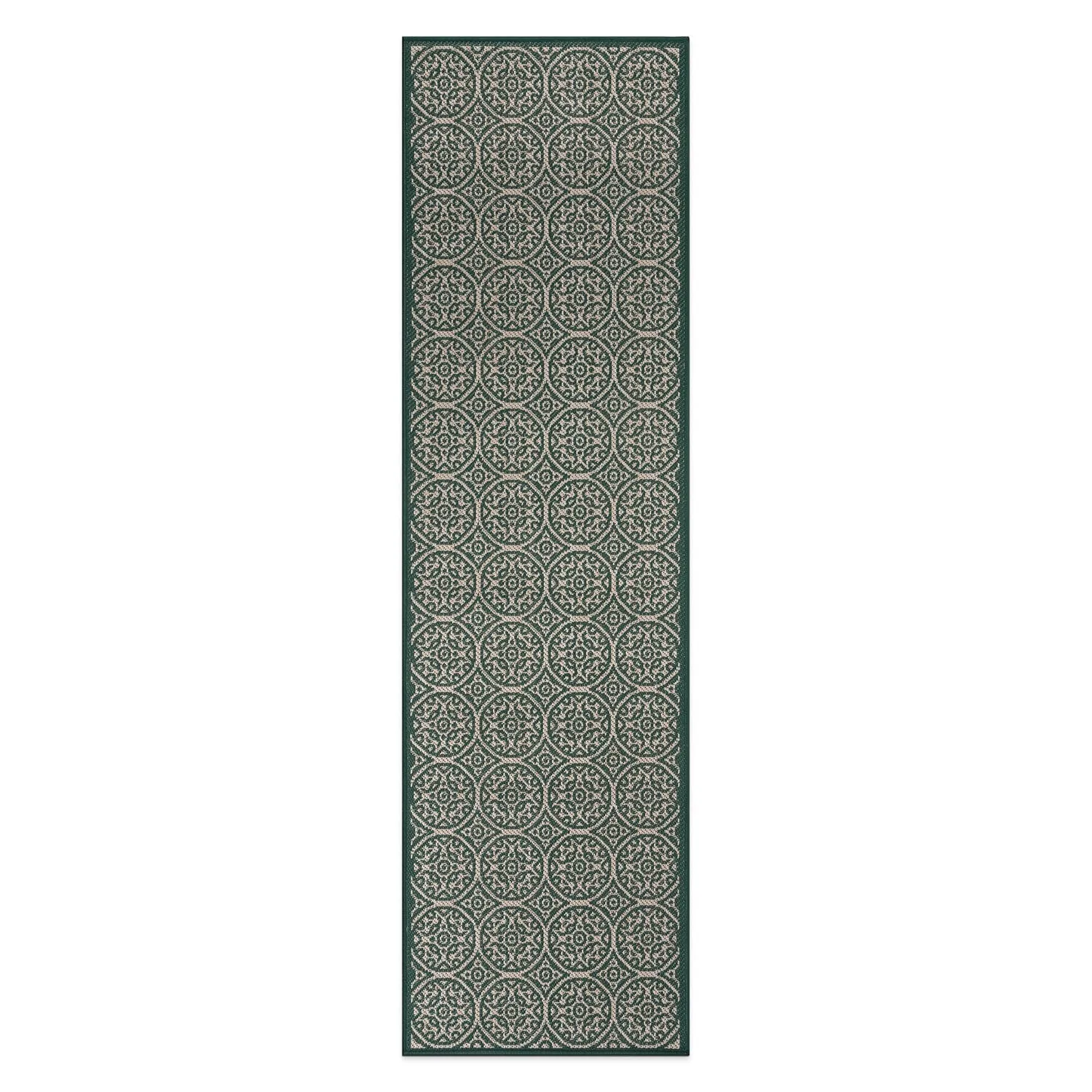World Rug Gallery Transitional Floral Circles Textured Flat Weave Indoor/Outdoor Area Rug