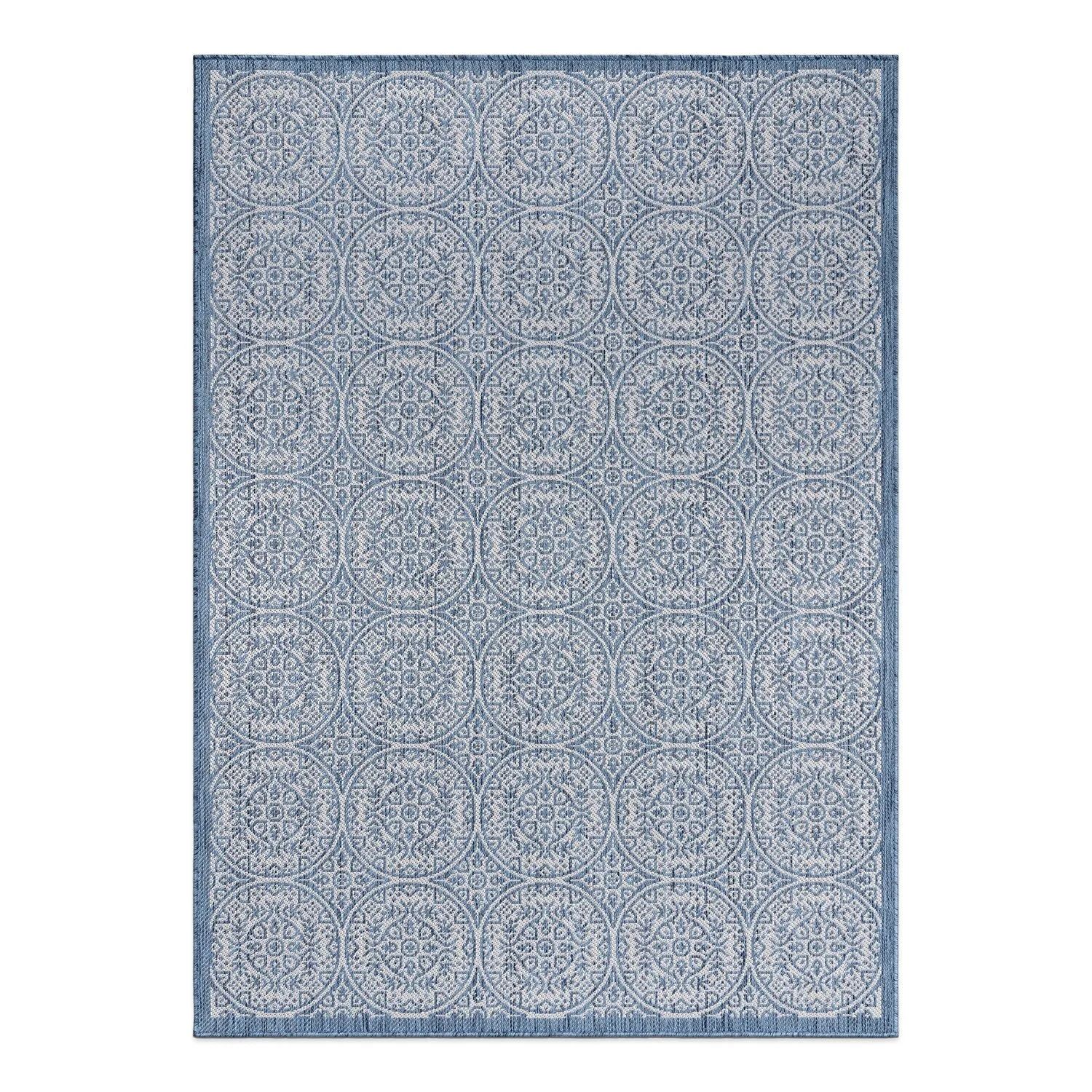 World Rug Gallery Transitional Floral Circles Textured Flat Weave Indoor/Outdoor Area Rug