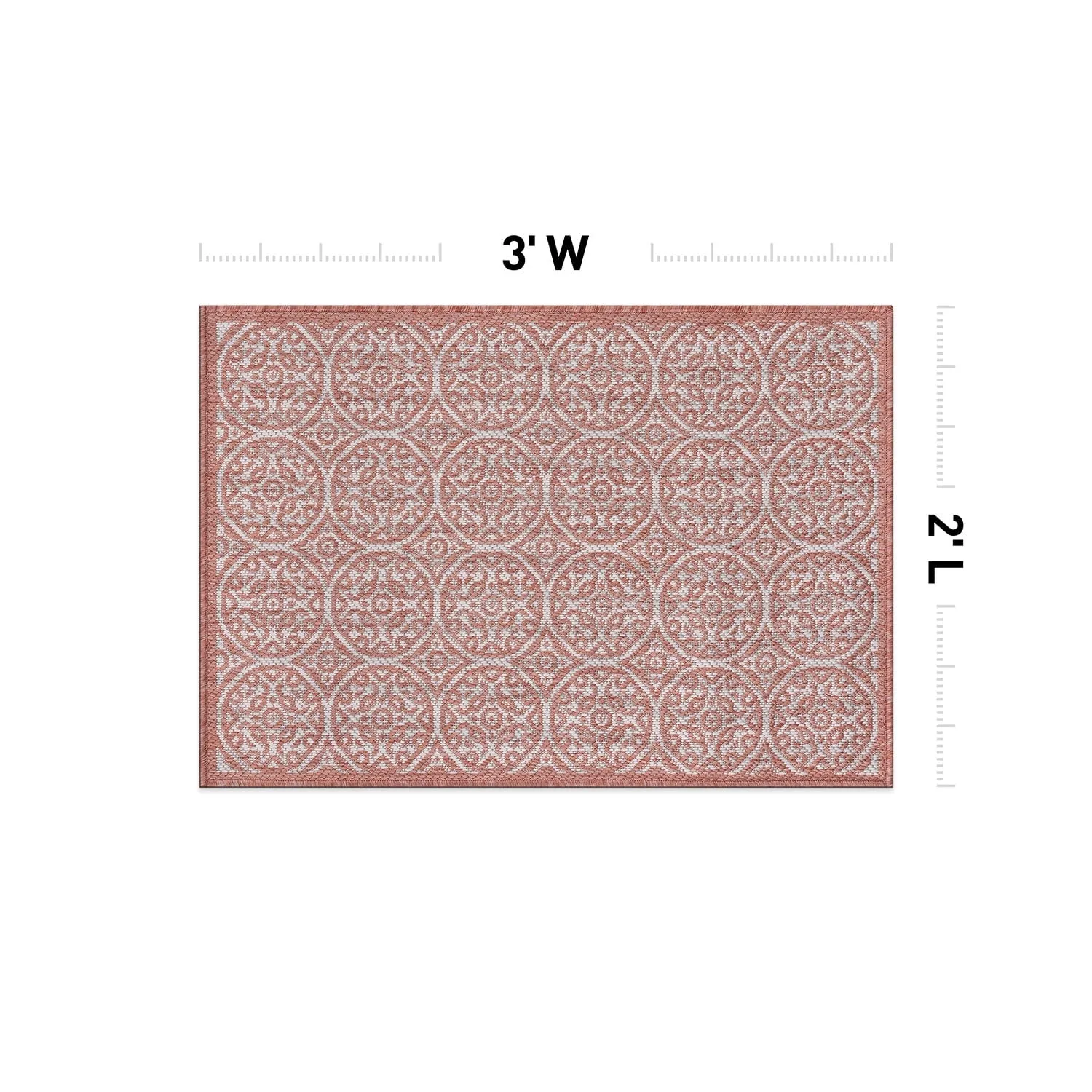 World Rug Gallery Transitional Floral Circles Textured Flat Weave Indoor/Outdoor Area Rug