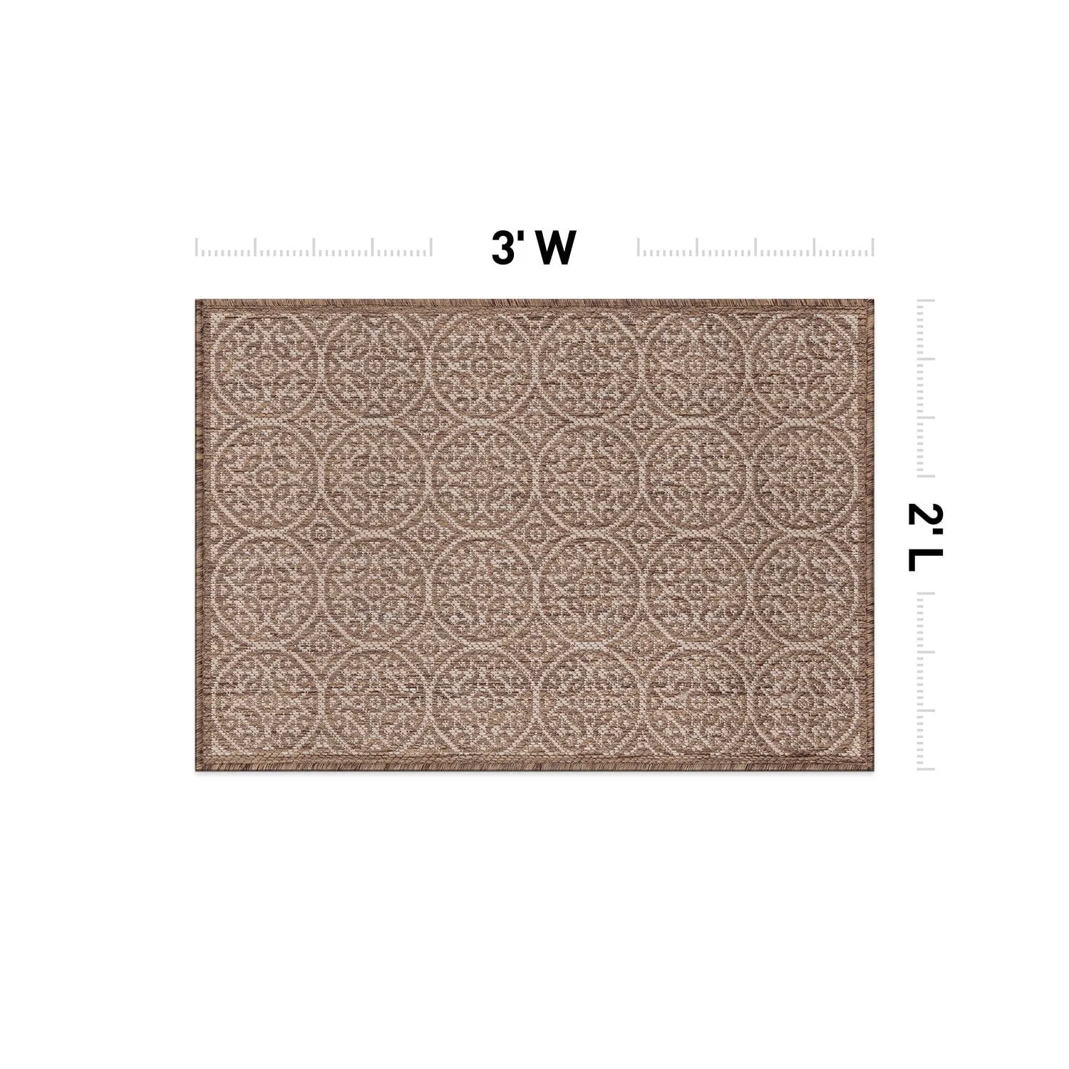 World Rug Gallery Transitional Floral Circles Textured Flat Weave Indoor/Outdoor Area Rug