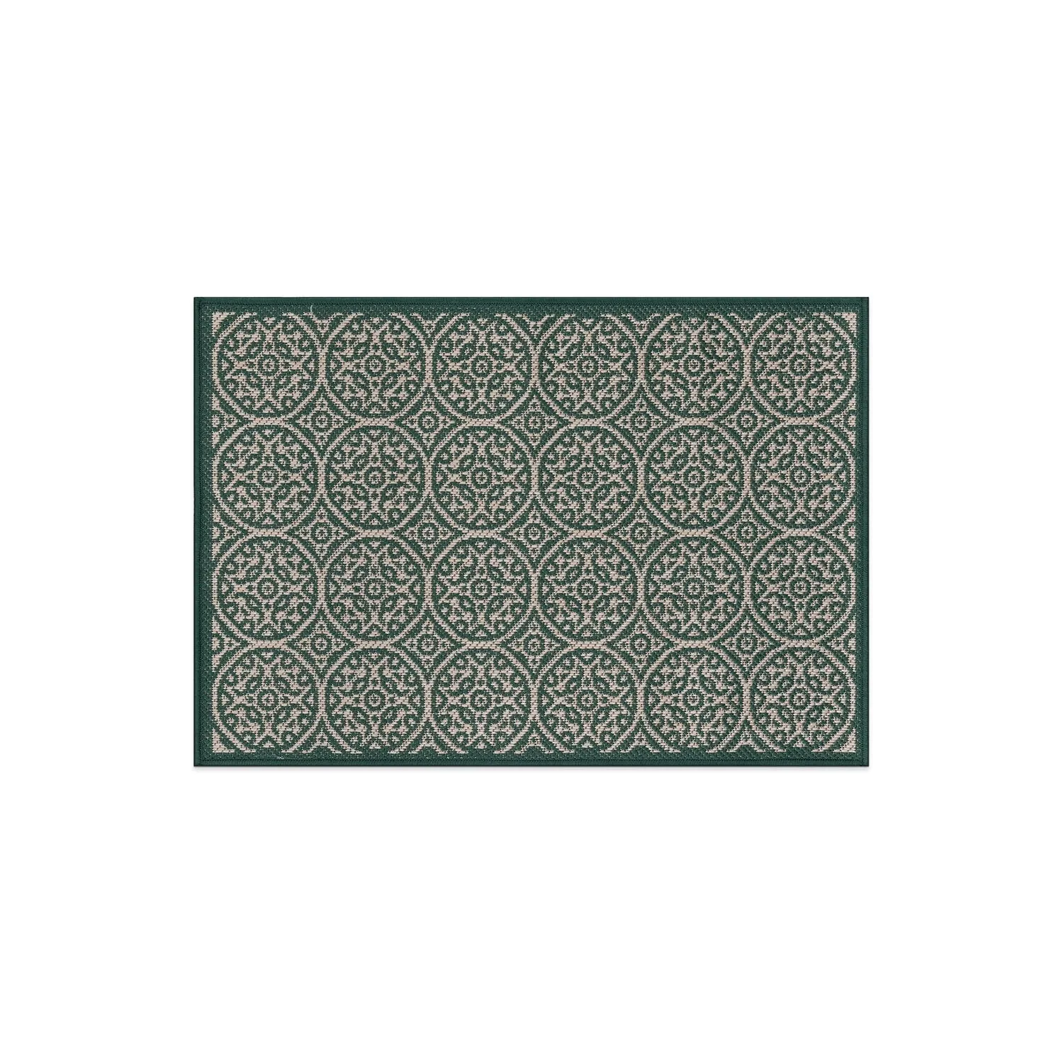 World Rug Gallery Transitional Floral Circles Textured Flat Weave Indoor/Outdoor Area Rug