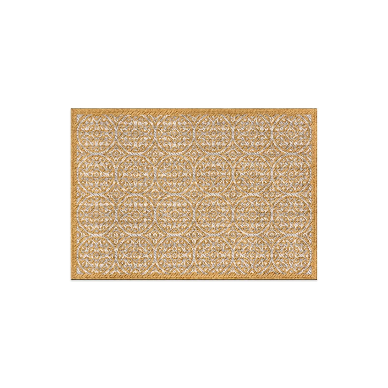 World Rug Gallery Transitional Floral Circles Textured Flat Weave Indoor/Outdoor Area Rug