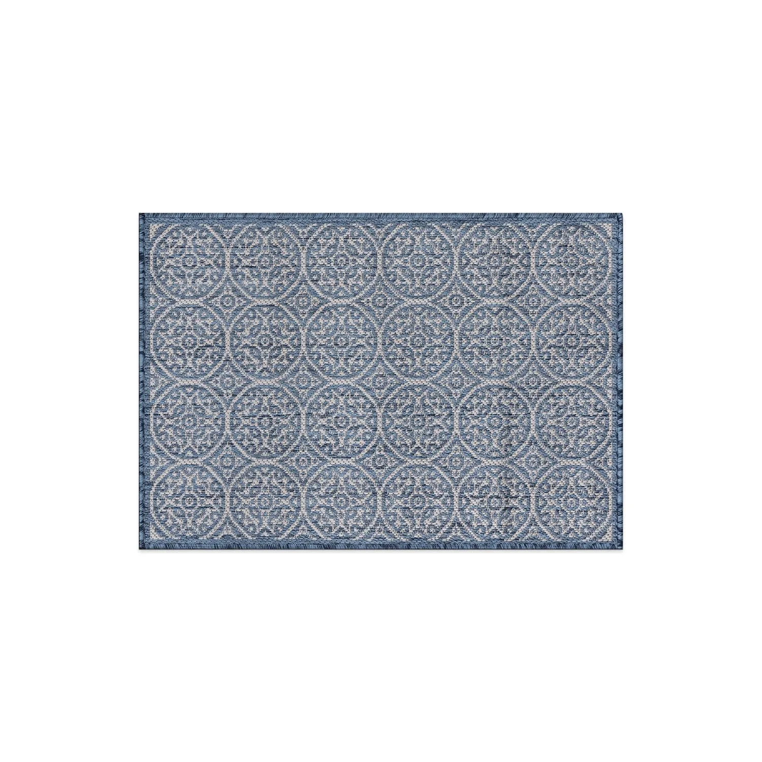World Rug Gallery Transitional Floral Circles Textured Flat Weave Indoor/Outdoor Area Rug