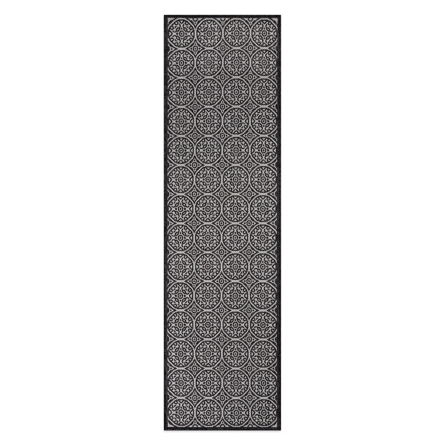 World Rug Gallery Transitional Floral Circles Textured Flat Weave Indoor/Outdoor Area Rug