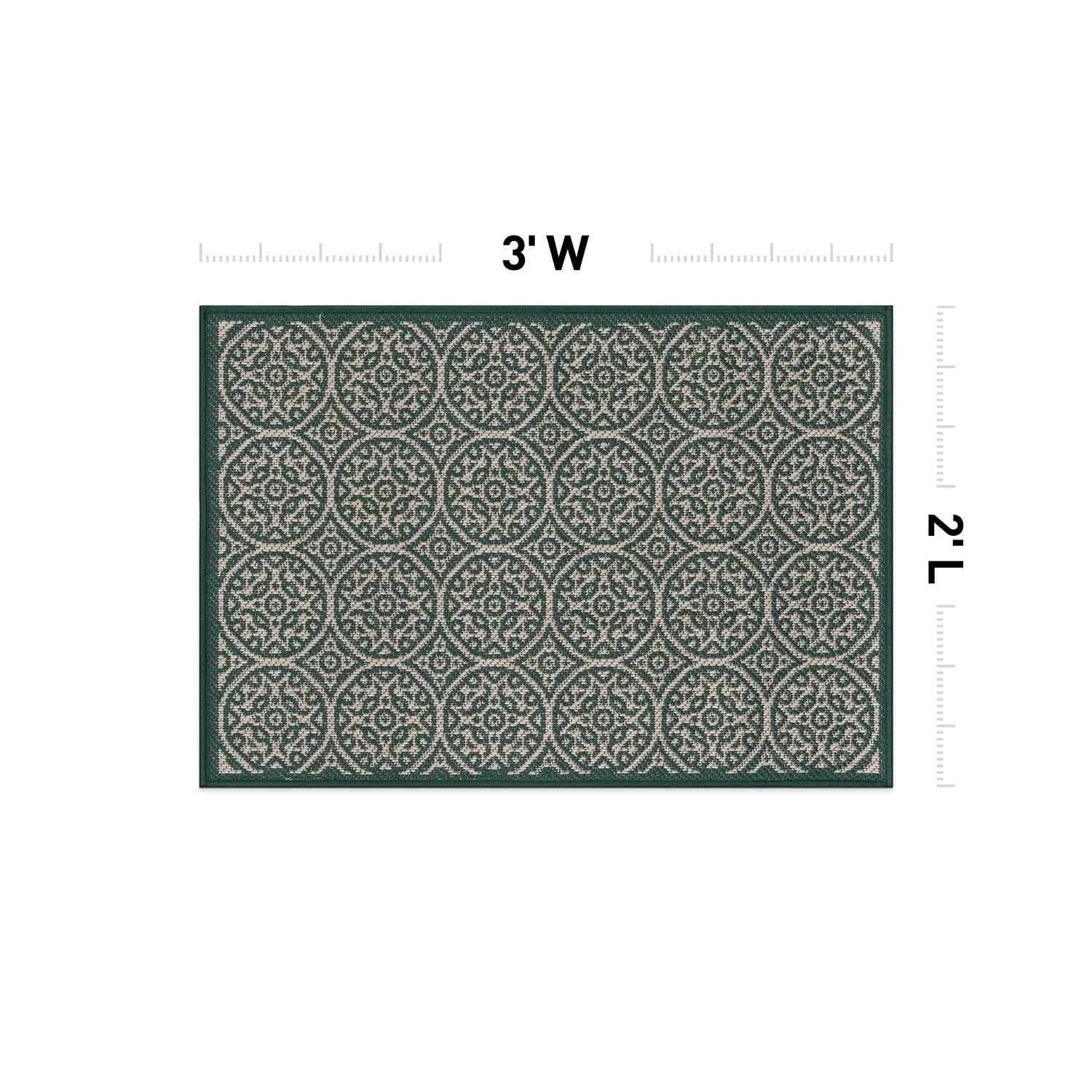 World Rug Gallery Transitional Floral Circles Textured Flat Weave Indoor/Outdoor Area Rug
