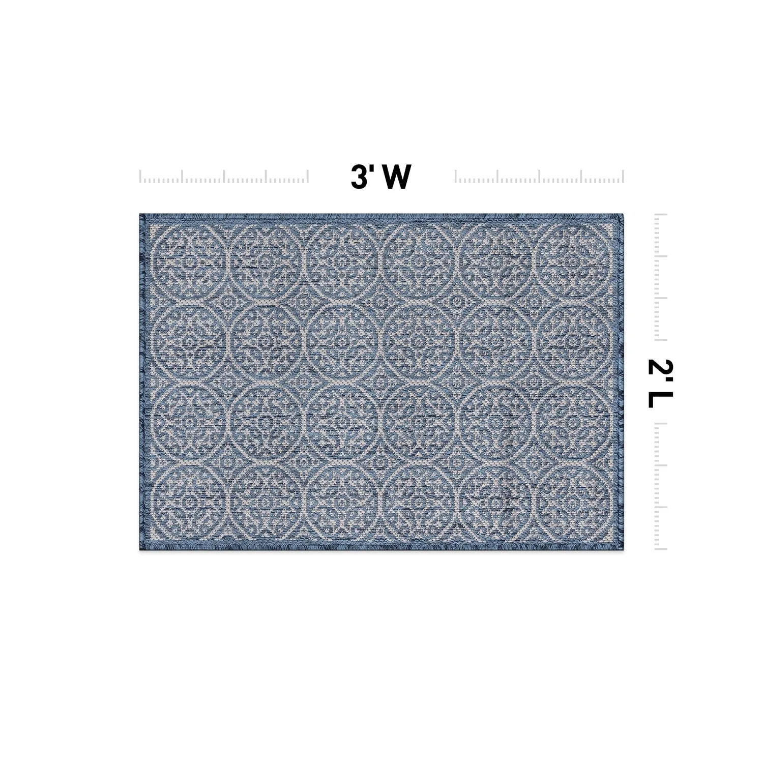 World Rug Gallery Transitional Floral Circles Textured Flat Weave Indoor/Outdoor Area Rug