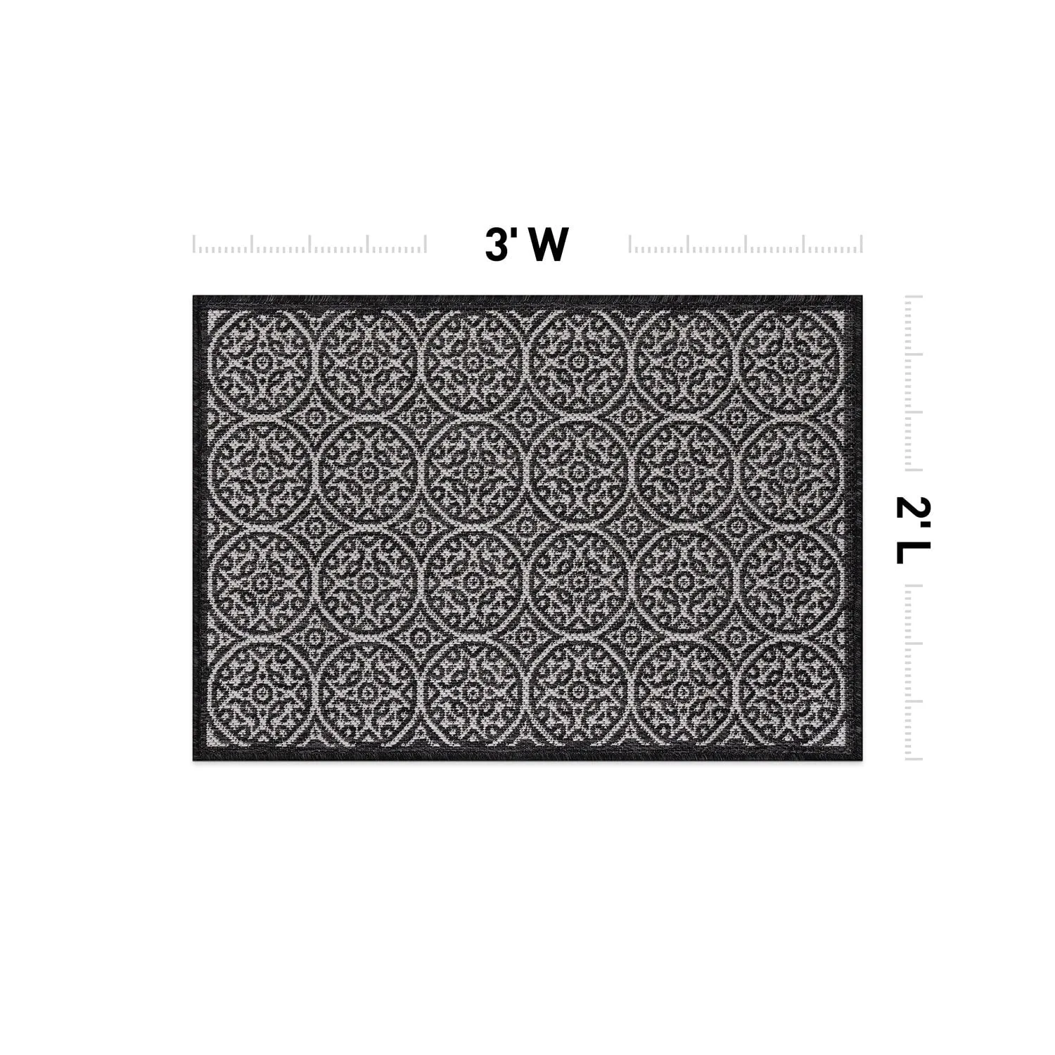 World Rug Gallery Transitional Floral Circles Textured Flat Weave Indoor/Outdoor Area Rug