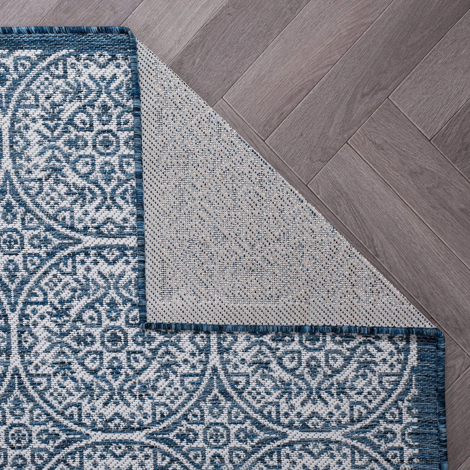 World Rug Gallery Transitional Floral Circles Textured Flat Weave Indoor/Outdoor Area Rug
