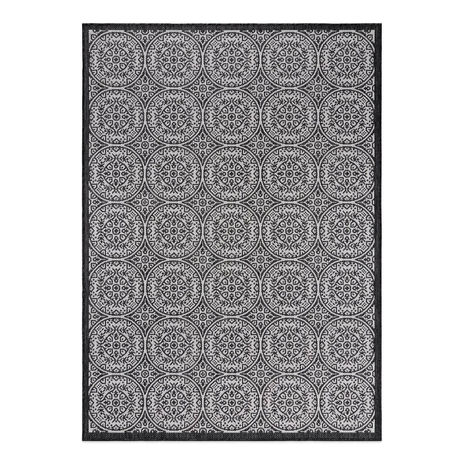 World Rug Gallery Transitional Floral Circles Textured Flat Weave Indoor/Outdoor Area Rug