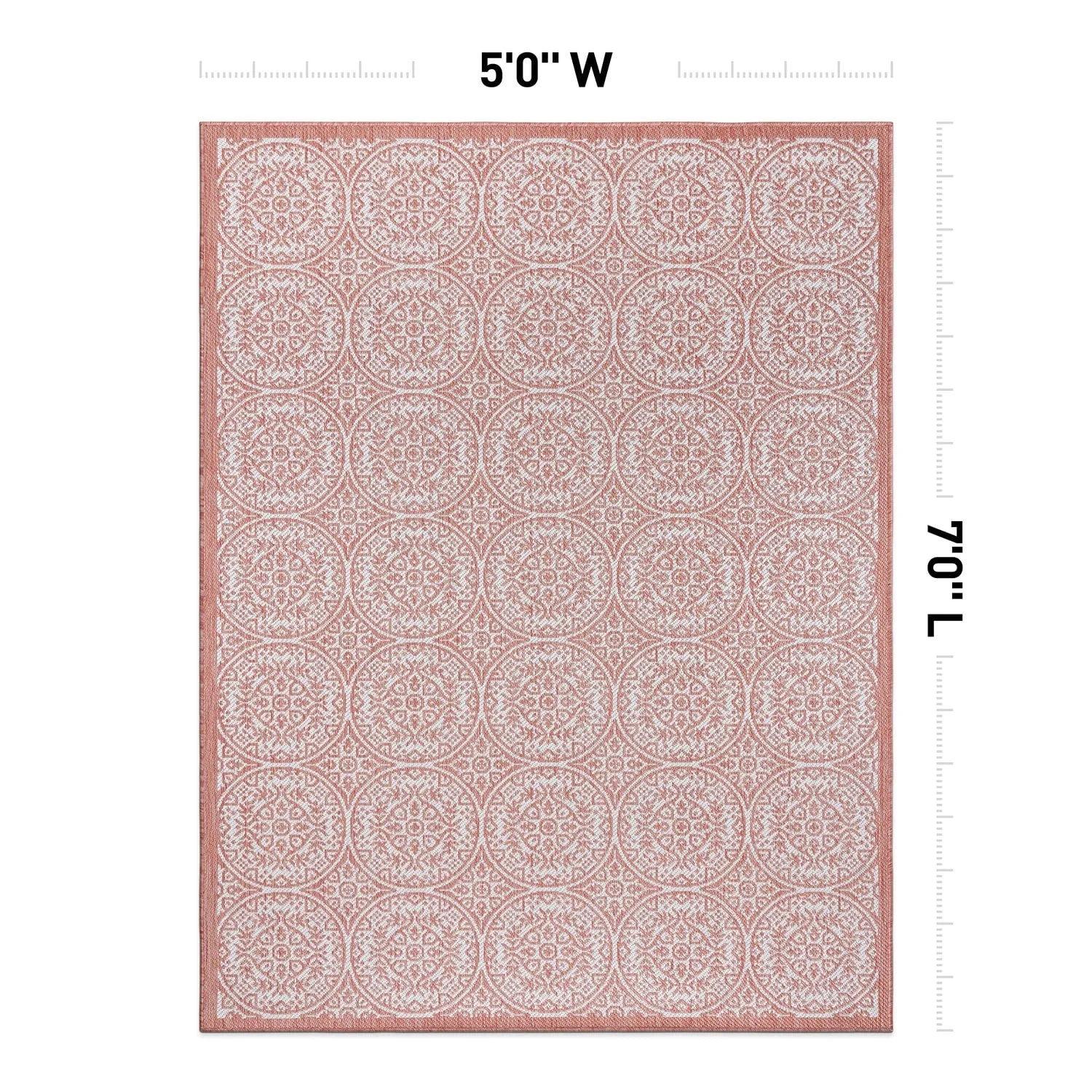World Rug Gallery Transitional Floral Circles Textured Flat Weave Indoor/Outdoor Area Rug