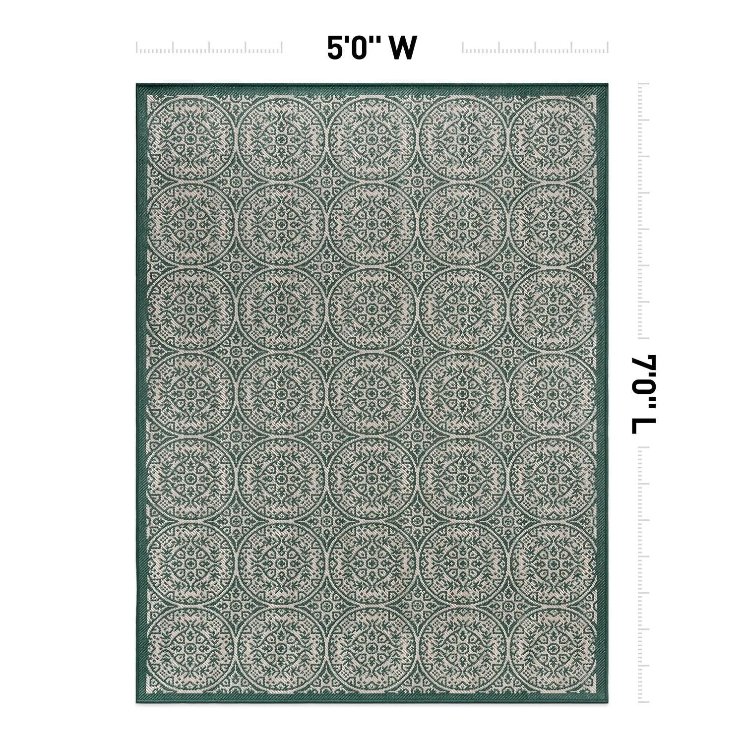 World Rug Gallery Transitional Floral Circles Textured Flat Weave Indoor/Outdoor Area Rug